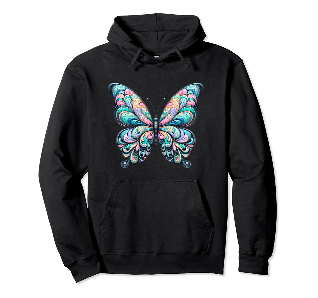 Psychedelic Butterfly Bright Color Swirls Hoodie - Graphic Print Unisex - T-Shirt, Sweatshirt, Hoodie