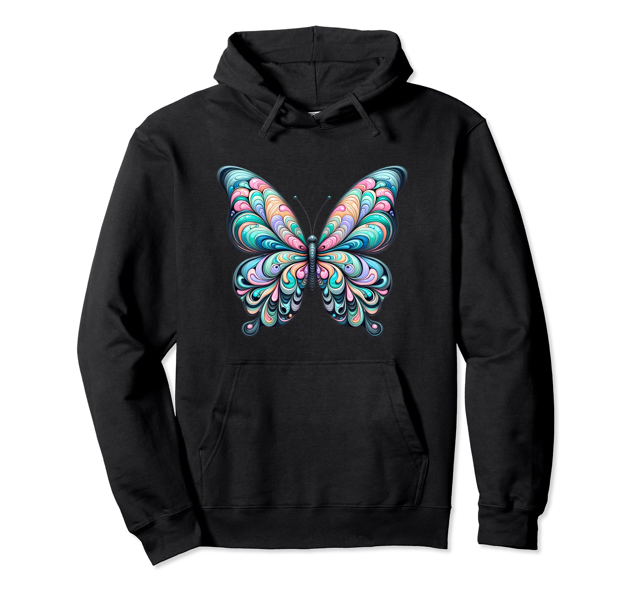 Psychedelic Butterfly Bright Color Swirls Hoodie - Graphic Print Unisex - T-Shirt, Sweatshirt, Hoodie