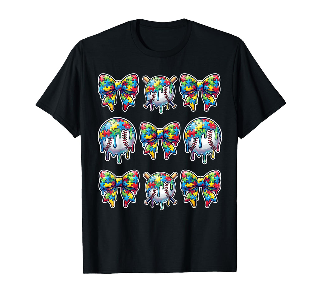 Baseball Sister Puzzle Bow Ice Cream T-Shirt - Graphic Print for Adults - T-Shirt, Sweatshirt, Hoodie