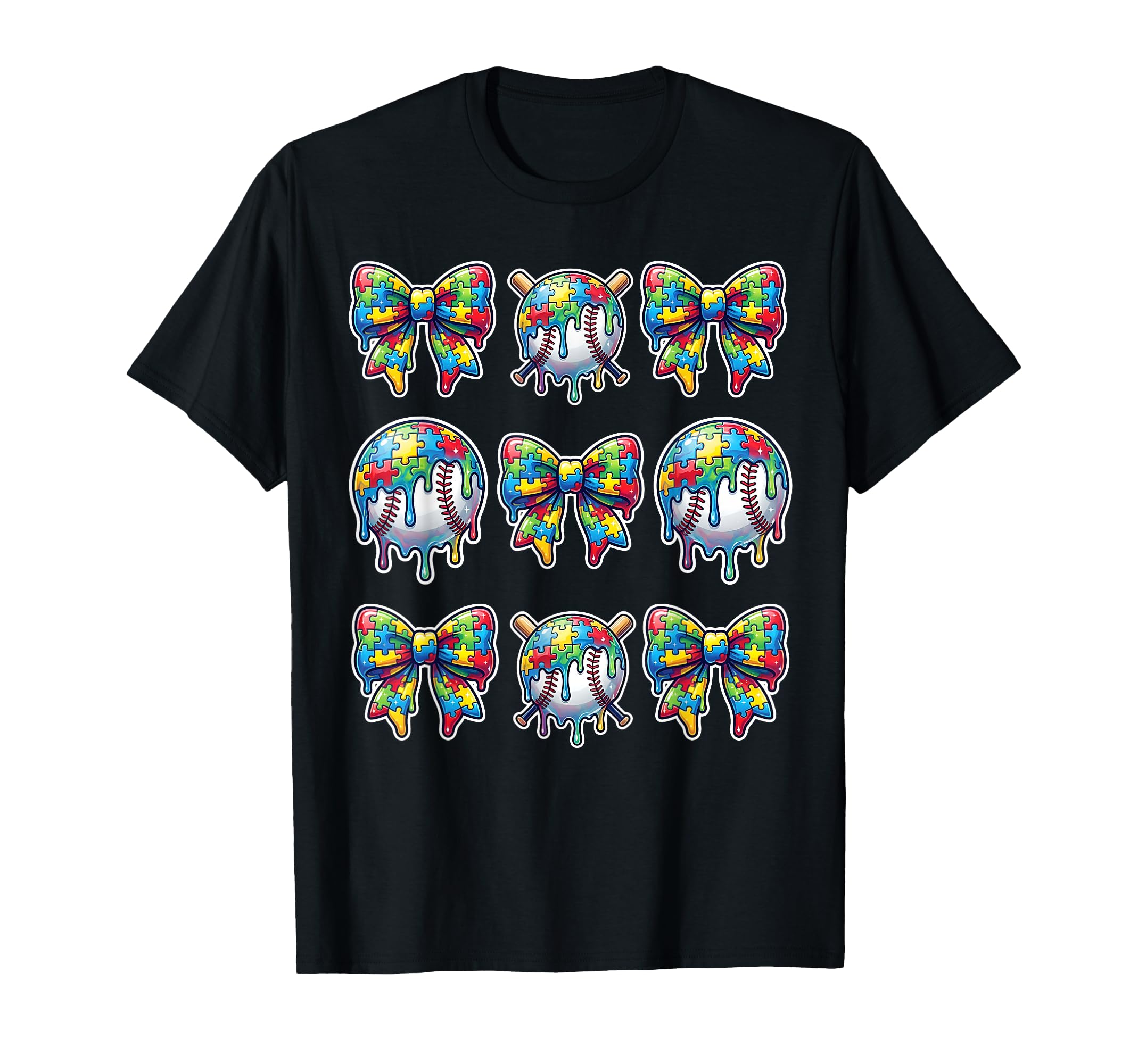 Baseball Sister Puzzle Bow Ice Cream T-Shirt - Graphic Print for Adults - T-Shirt, Sweatshirt, Hoodie