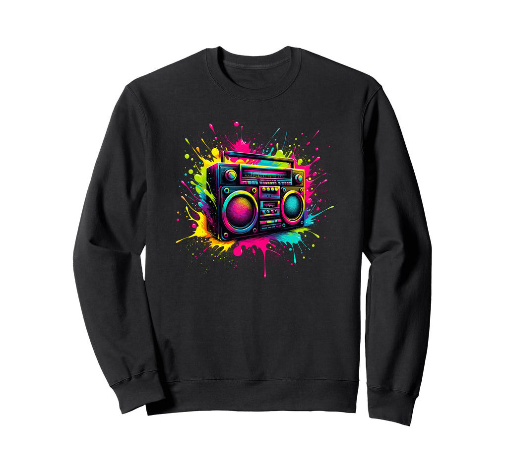 Splash Art Boombox Old School Sweatshirt - Fun Novelty Design for Adults - T-Shirt, Sweatshirt, Hoodie