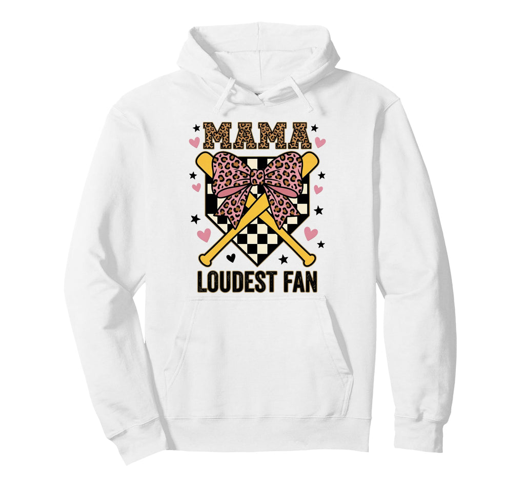 Baseball Mama Loudest Fan Leopard Hoodie - Aesthetic Graphic for Adults - T-Shirt, Sweatshirt, Hoodie