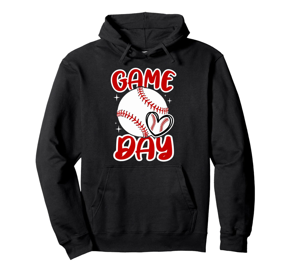 Game Day Baseball Heart Baseball Game Day Hoodie - Graphic Print Unisex - T-Shirt, Sweatshirt, Hoodie