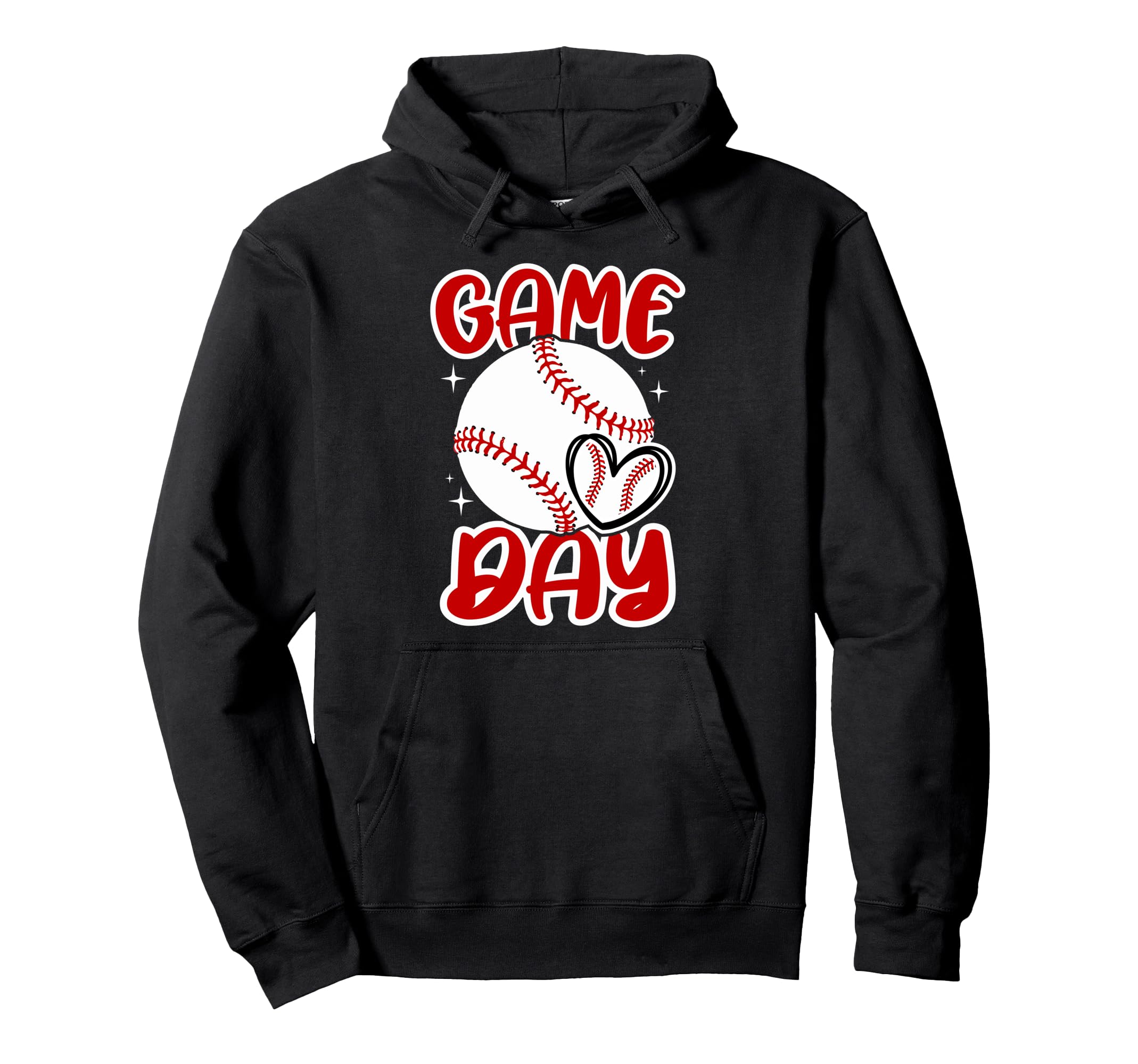 Game Day Baseball Heart Baseball Game Day Hoodie - Graphic Print Unisex - T-Shirt, Sweatshirt, Hoodie