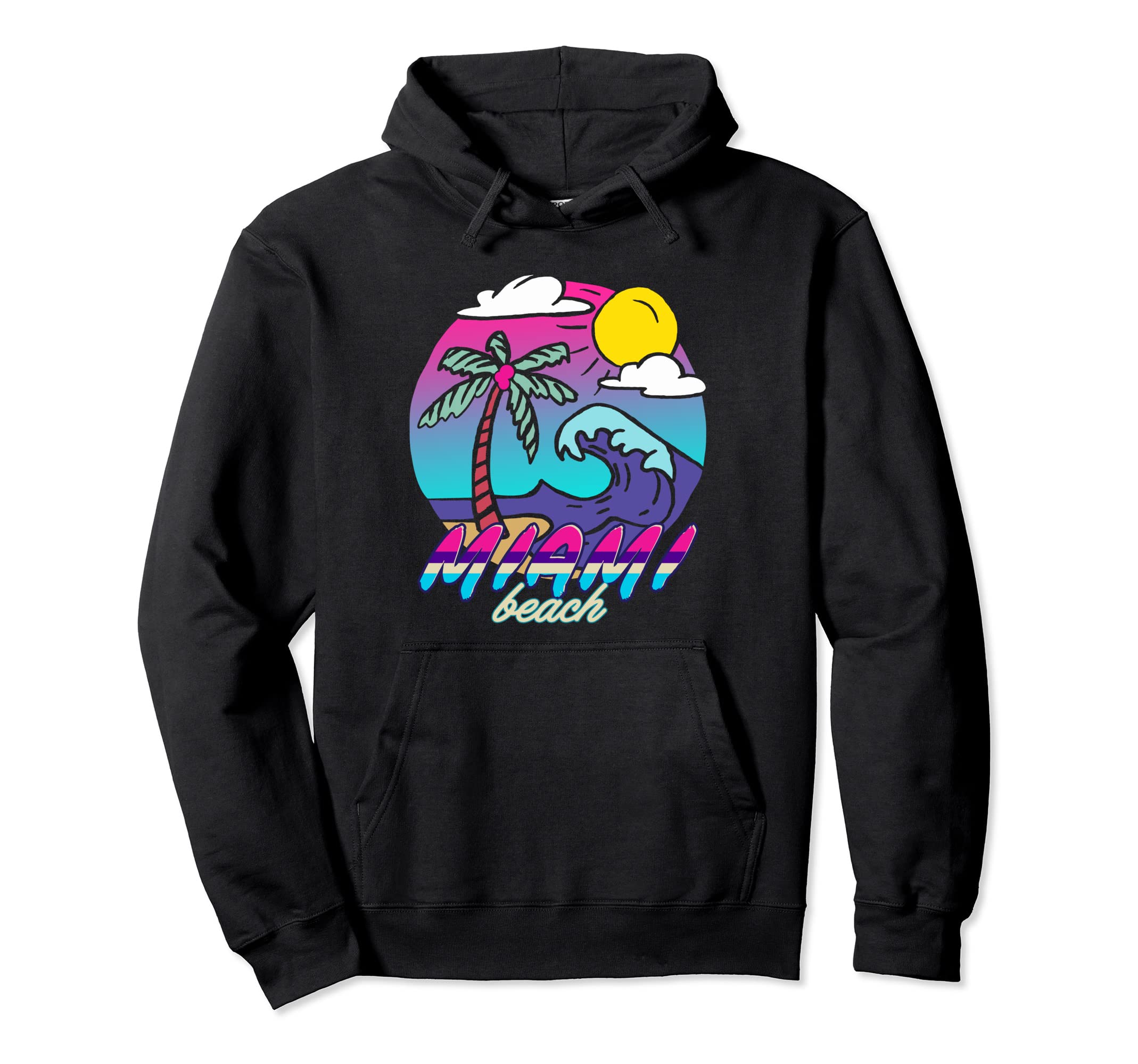 Miami Beach 80S Aesthetic Vaporwave Hoodie - Streetwear Style Men Women - T-Shirt, Sweatshirt, Hoodie