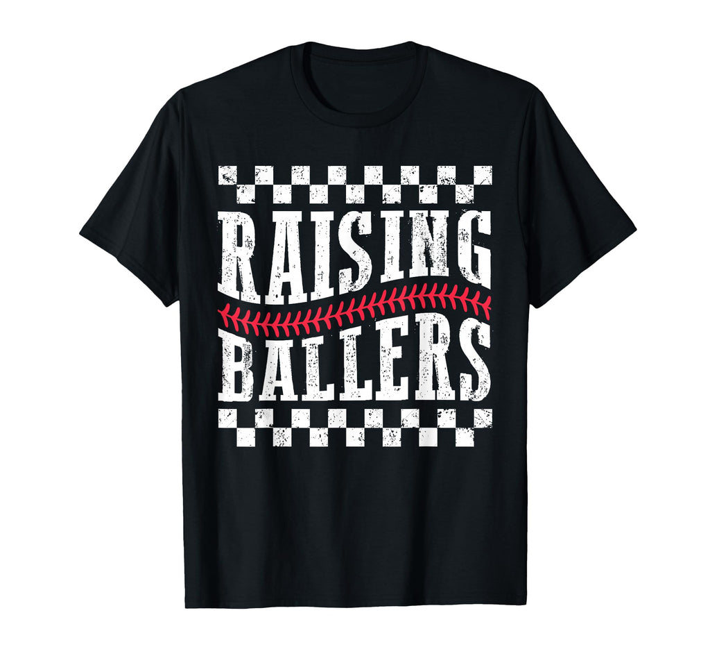 Raising Ballers Funny Mom Baseball T-Shirt - Trendy Graphic for Adults - T-Shirt, Sweatshirt, Hoodie