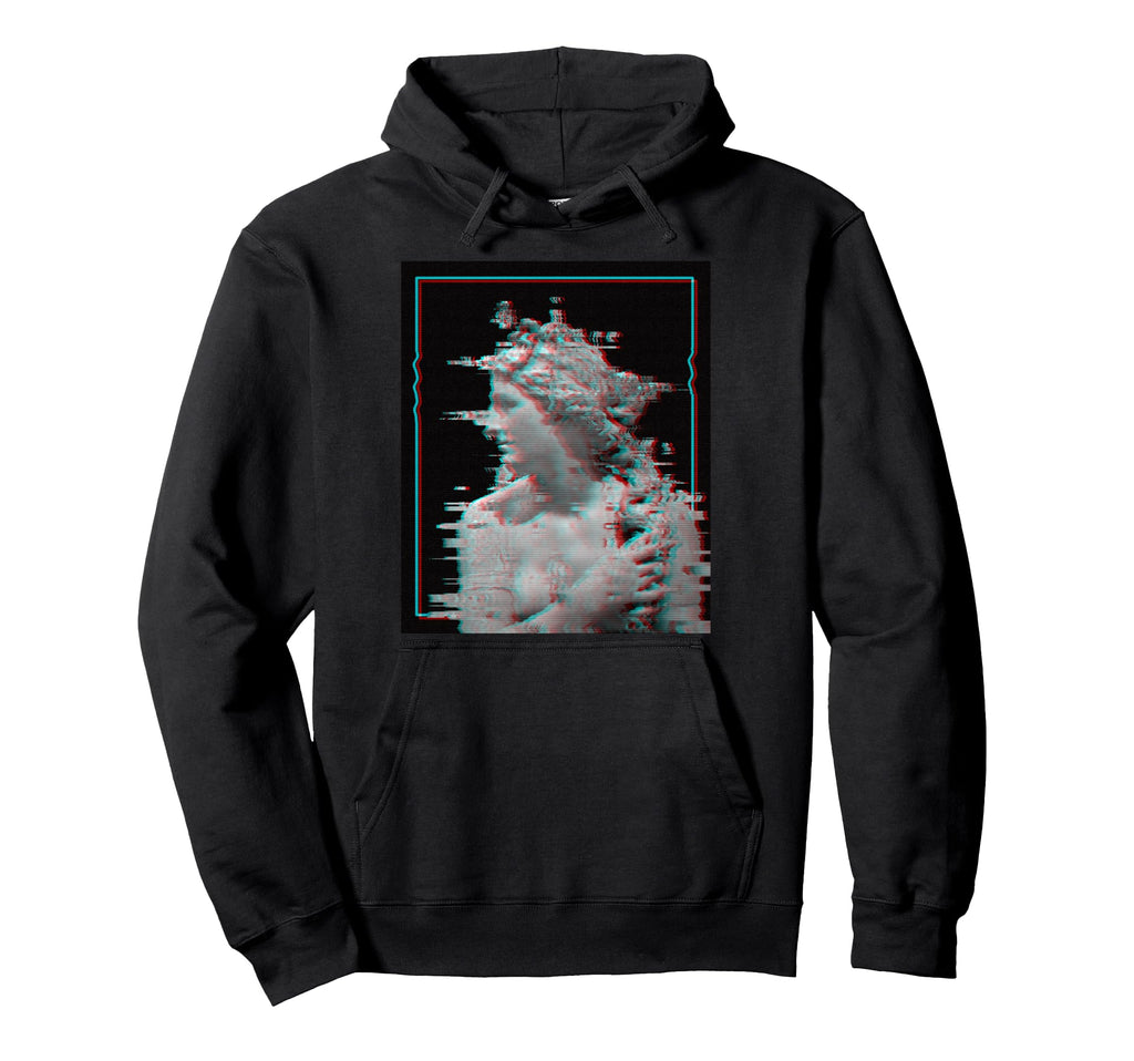 Greek Statue Glitch Vaporwave Hoodie - Aesthetic Graphic for Adults - T-Shirt, Sweatshirt, Hoodie