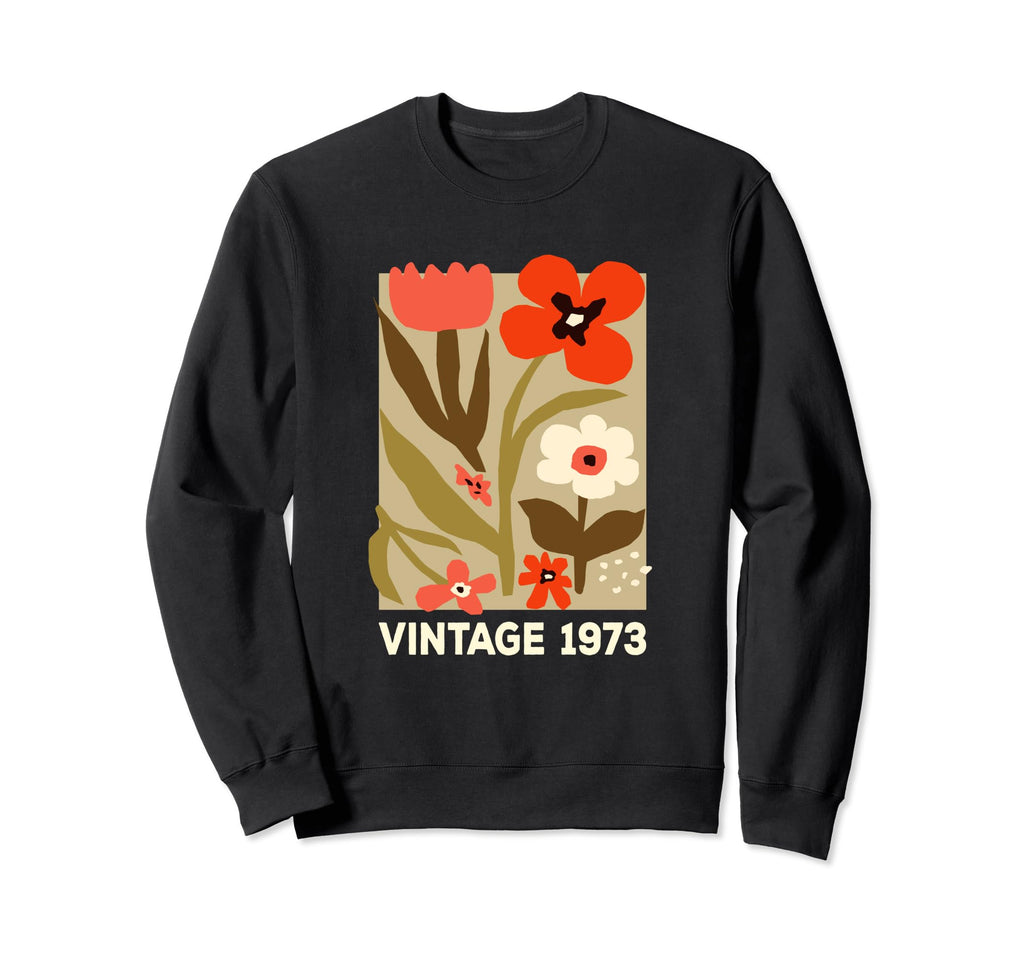 1973 Boho Floral Flower 51St Sweatshirt - Aesthetic Graphic for Adults - T-Shirt, Sweatshirt, Hoodie