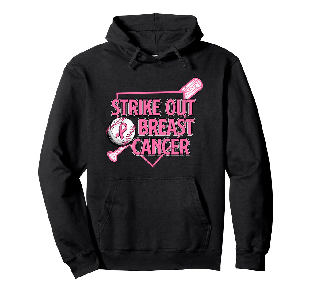 Strike Out Breast Cancer Baseball Hoodie - Graphic Print for Adults - T-Shirt, Sweatshirt, Hoodie
