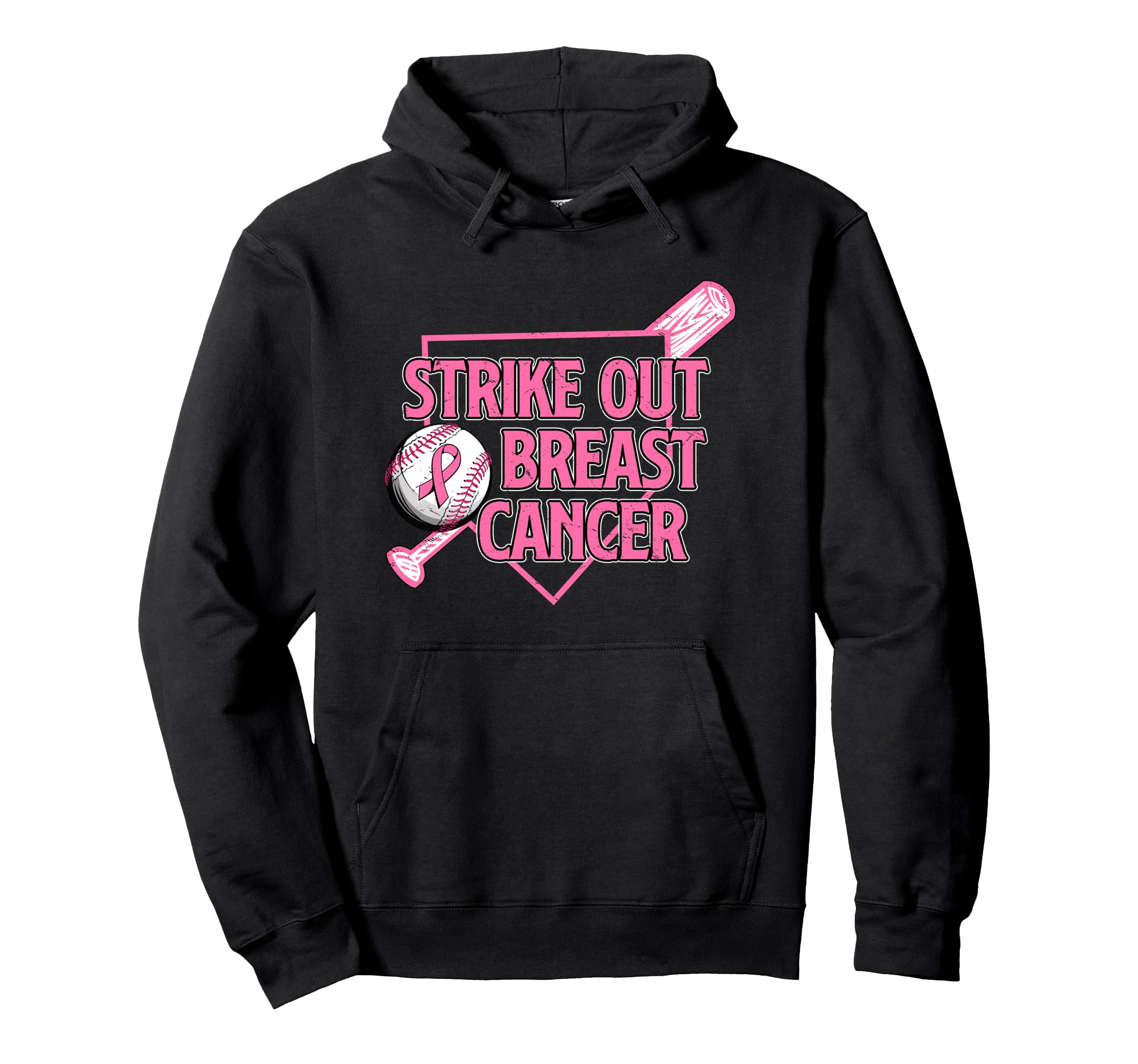 Strike Out Breast Cancer Baseball Hoodie - Graphic Print for Adults - T-Shirt, Sweatshirt, Hoodie