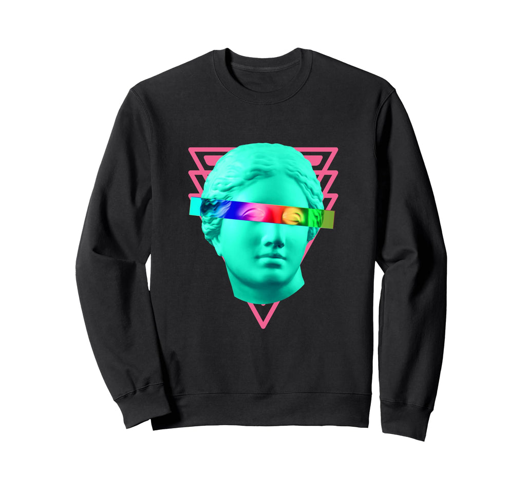 80S Neon Art Face Rainbow Sweatshirt - Minimalist Print Men Women - T-Shirt, Sweatshirt, Hoodie