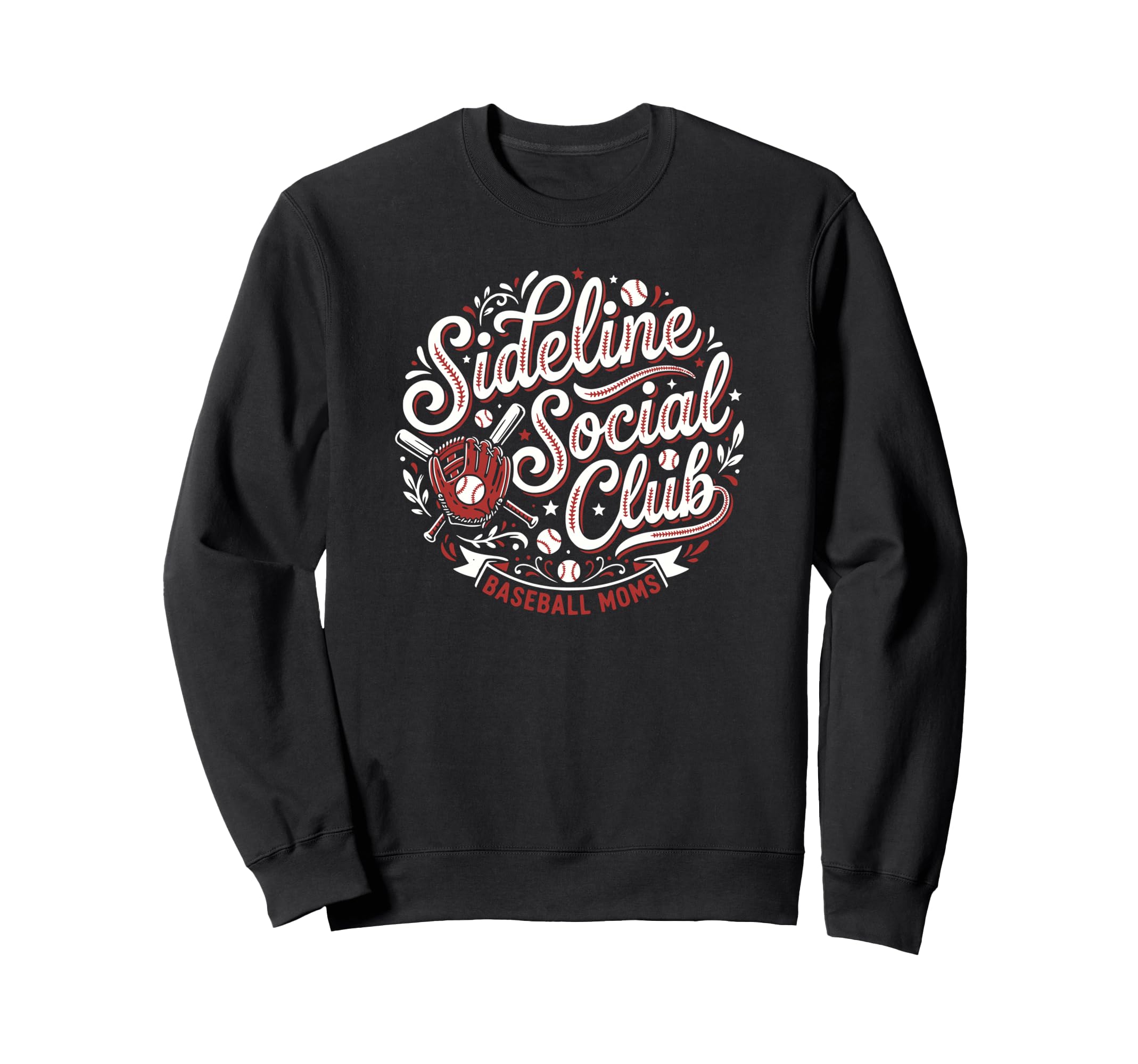 Funny Baseball Mom Sideline Social Sweatshirt - Trendy Graphic for Adults - T-Shirt, Sweatshirt, Hoodie