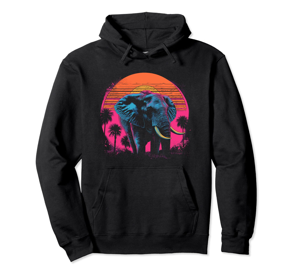Elephant Vaporwave Aesthetic Hoodie - Fun Novelty Design Men Women - T-Shirt, Sweatshirt, Hoodie