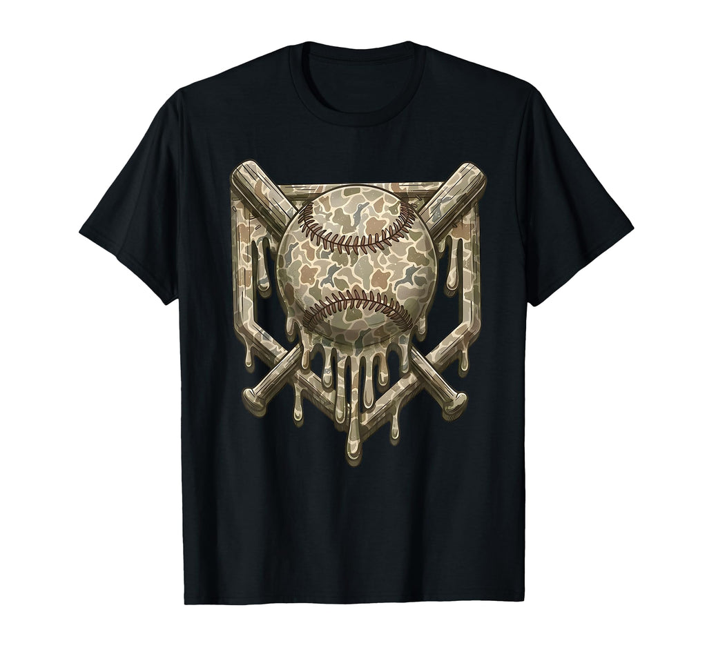 Ice Cream Baseball Drip Camo Usa T-Shirt - Casual Everyday Wear Men Women - T-Shirt, Sweatshirt, Hoodie
