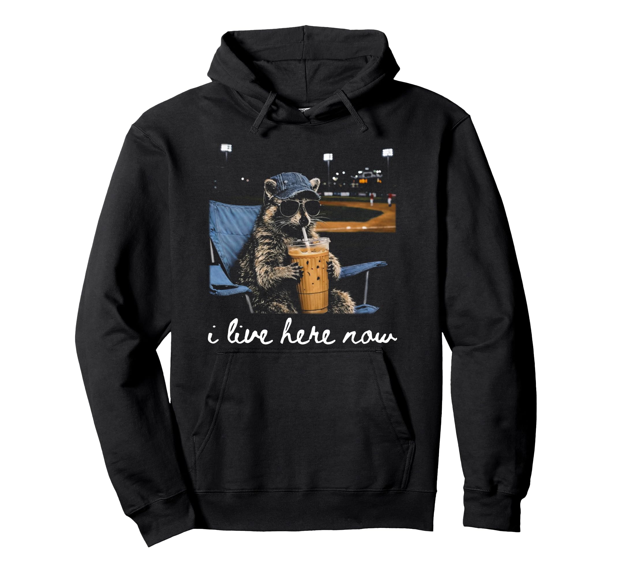 Funny Raccoon Baseball Iced Coffee Hoodie - Novelty Apparel Men Women - T-Shirt, Sweatshirt, Hoodie