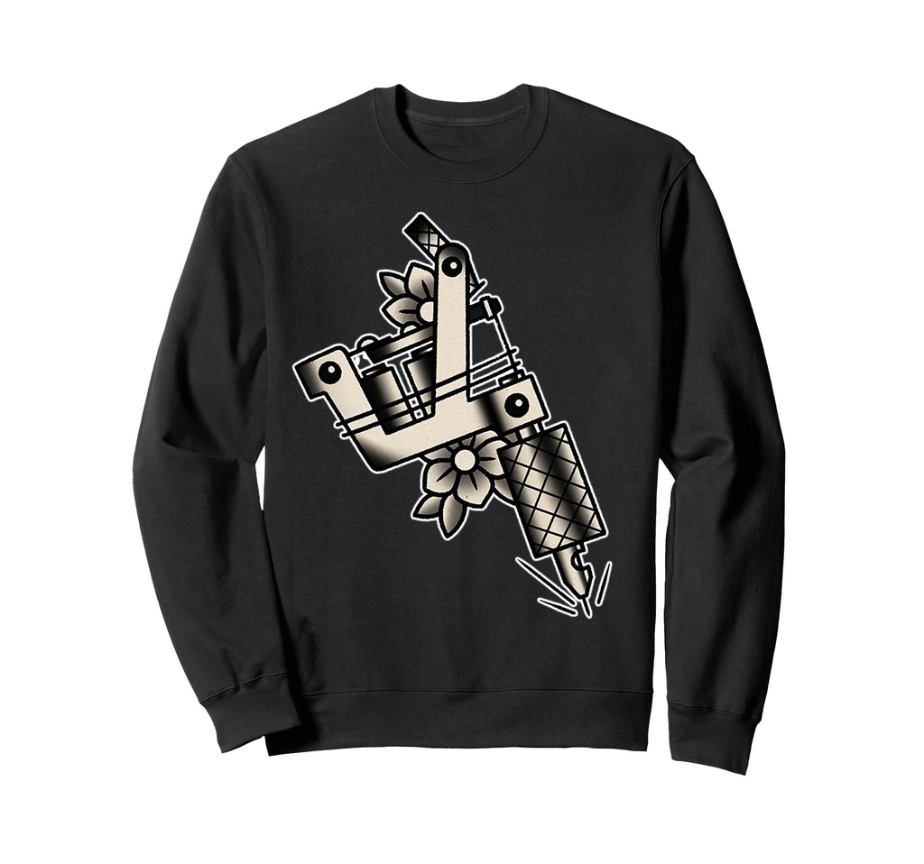 Coil Tattoo Machine Blackwork Sweatshirt - Fun Novelty Design for Adults - T-Shirt, Sweatshirt, Hoodie