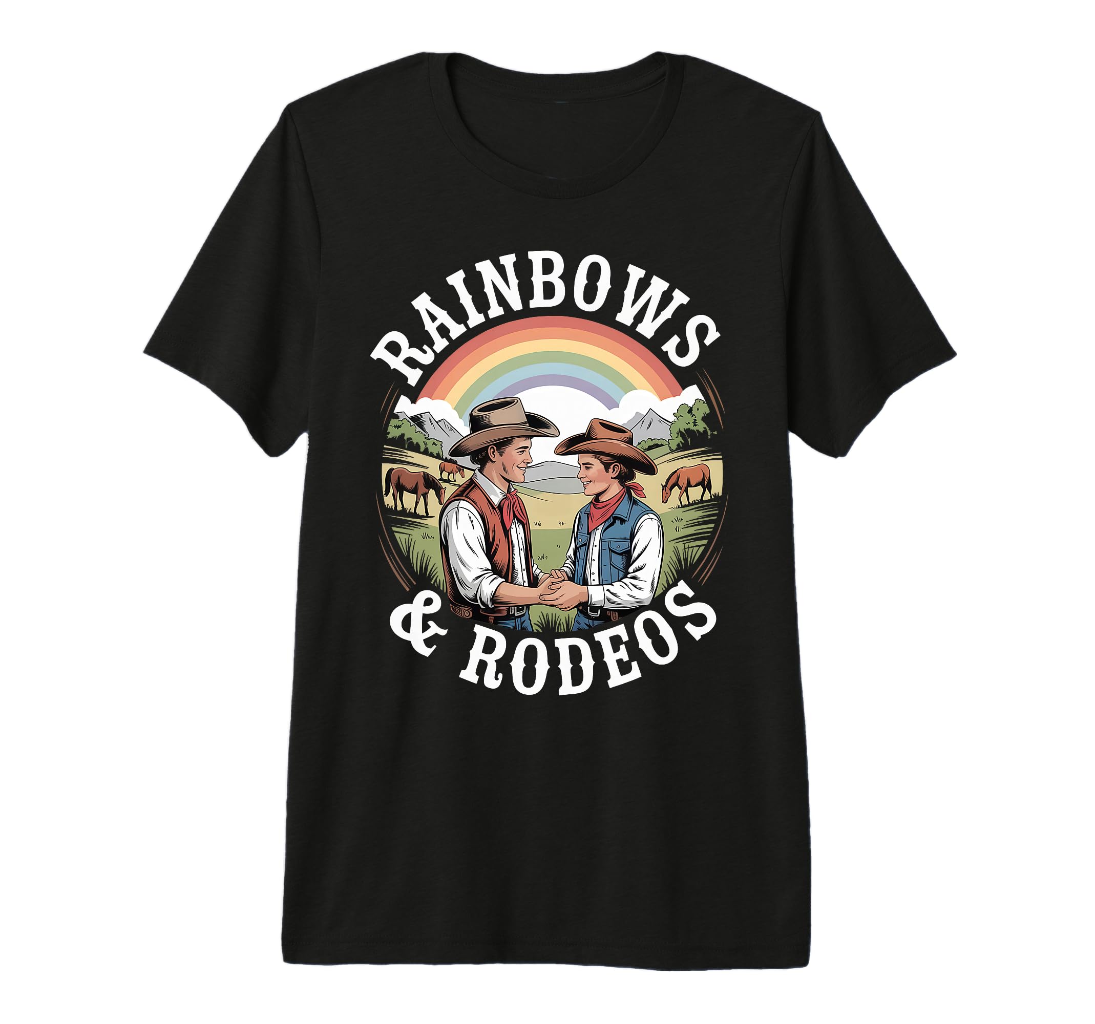Mens Rainbows And Rodeos Lgbtq Western T-Shirt - Novelty Apparel Men Women - T-Shirt, Sweatshirt, Hoodie