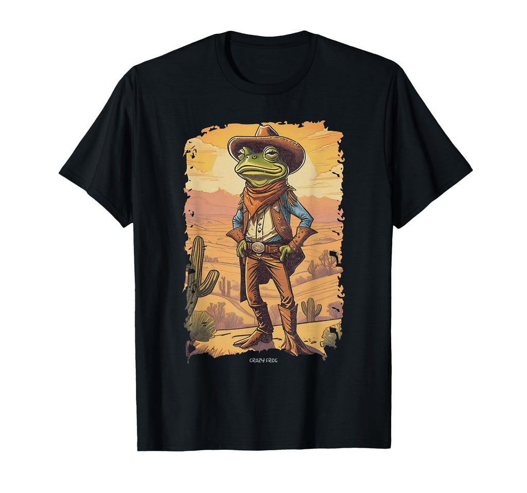 Frog Cowboy Western Ranch Usa Funny T-Shirt - Minimalist Print Men Women - T-Shirt, Sweatshirt, Hoodie