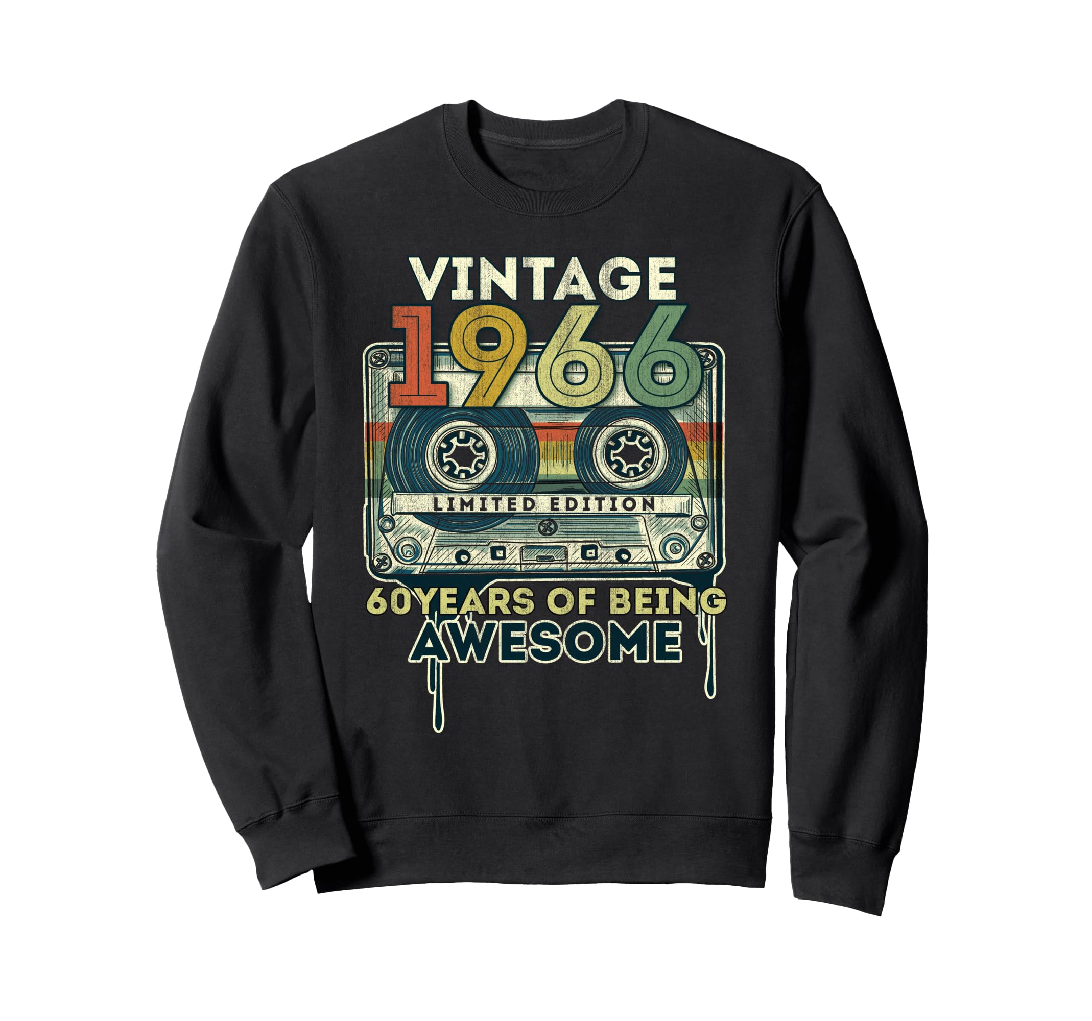 60 Years Old Gifts 1966 Cassette Sweatshirt - Fun Novelty Design Men Women - T-Shirt, Sweatshirt, Hoodie