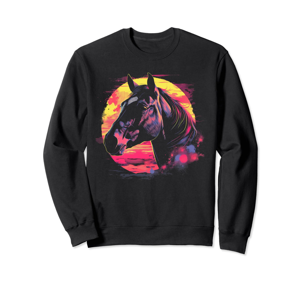 Horse Vaporwave Aesthetic Synthwave Sweatshirt - Graphic Print for Adults - T-Shirt, Sweatshirt, Hoodie
