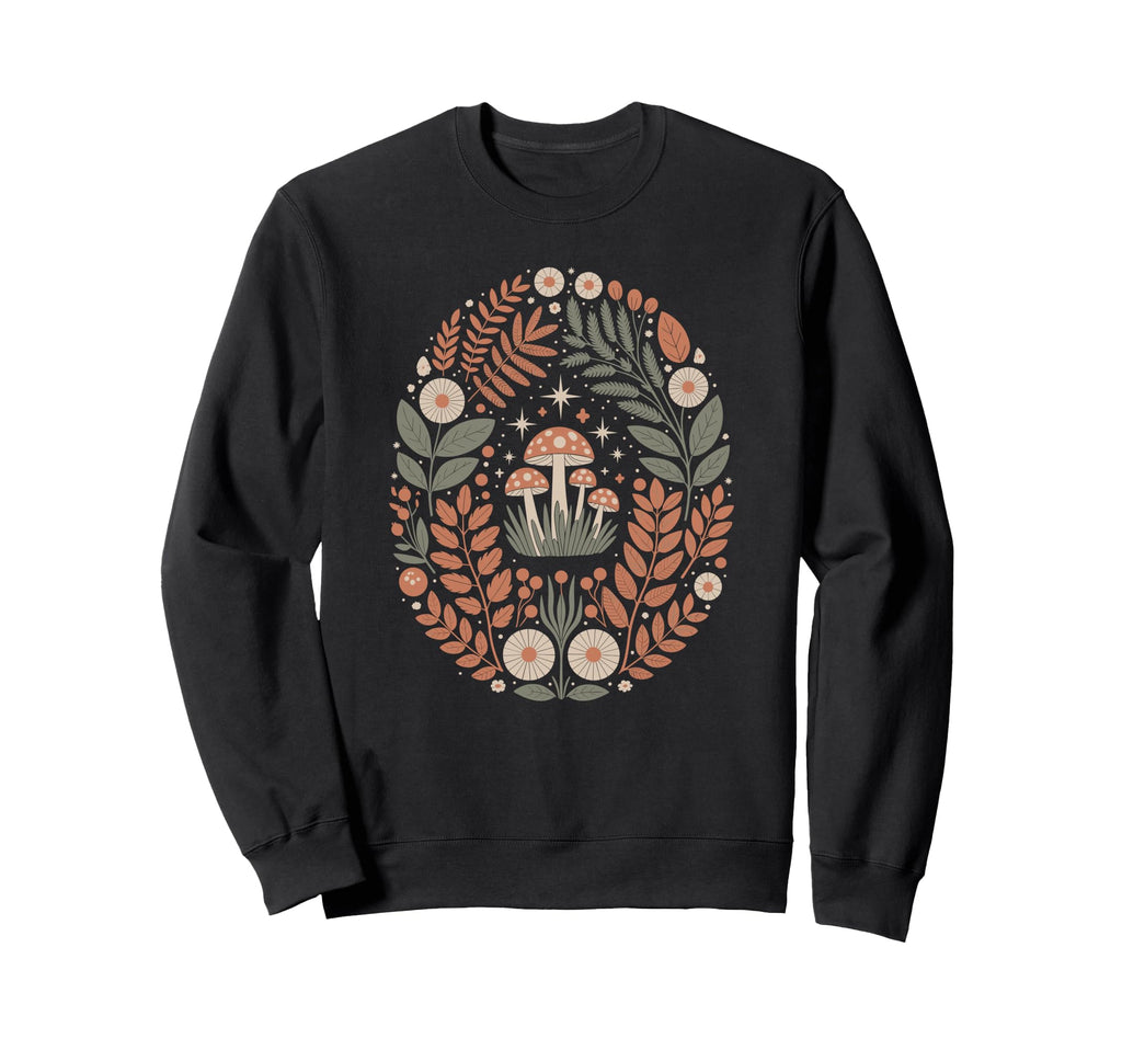 70S Mushroom Hippie Boho Aesthetic Sweatshirt - Graphic Print Unisex - T-Shirt, Sweatshirt, Hoodie