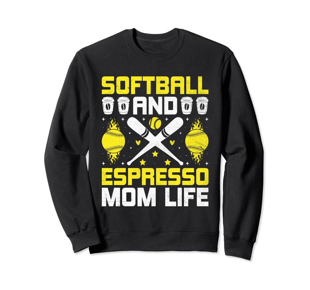 Softball Baseball Mom Player Coffee Sweatshirt - Graphic Print Men Women - T-Shirt, Sweatshirt, Hoodie