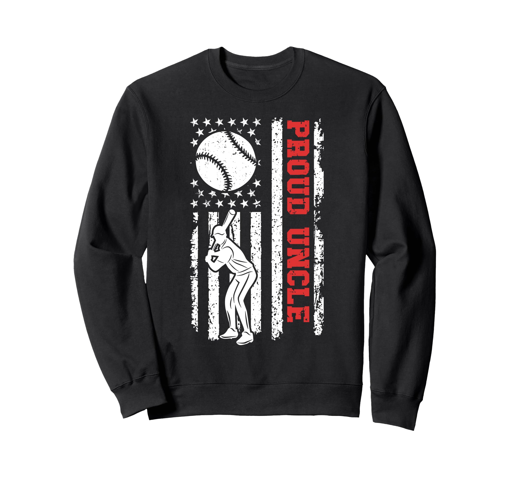Proud Uncle Baseball Player Us Flag Sweatshirt - Novelty Apparel Unisex - T-Shirt, Sweatshirt, Hoodie