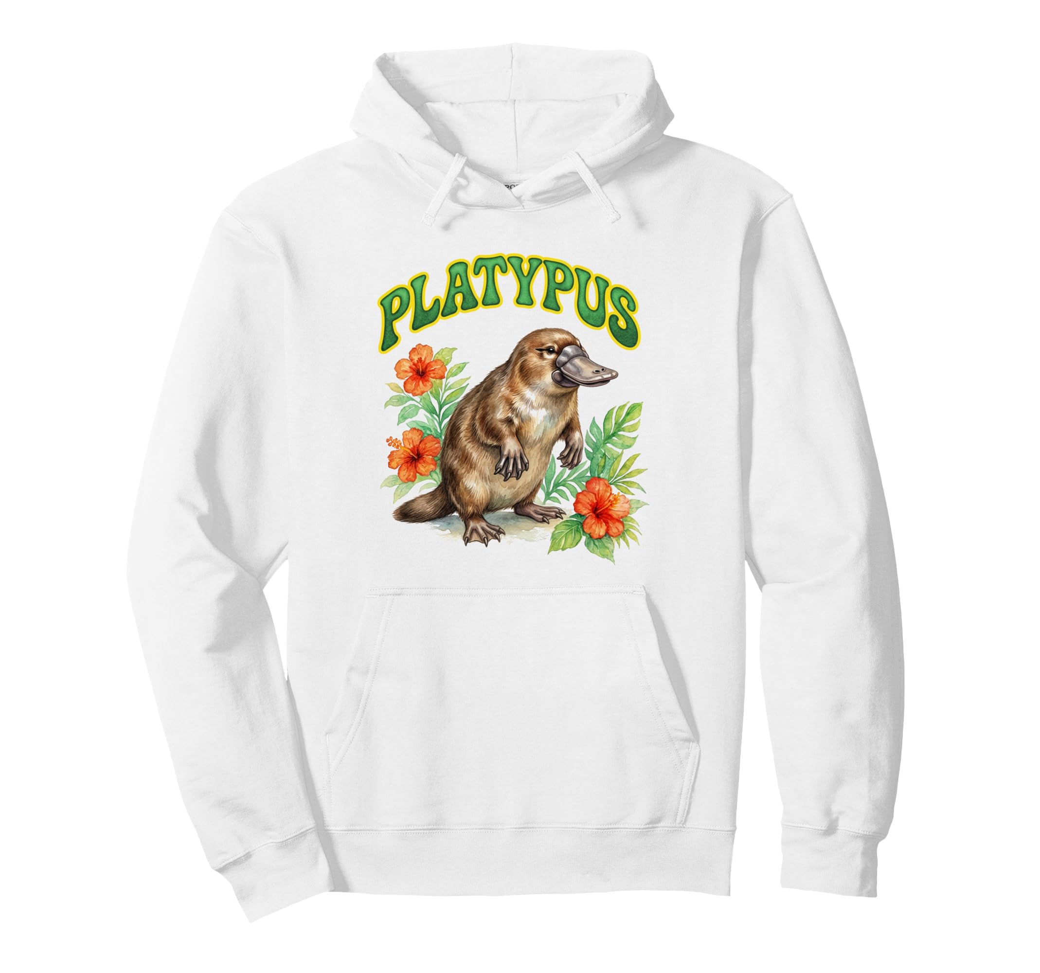 Platypus Groovy Floral Platypus Watercolor Hoodie - Unique Graphic Unisex - T-Shirt, Sweatshirt, Hoodie