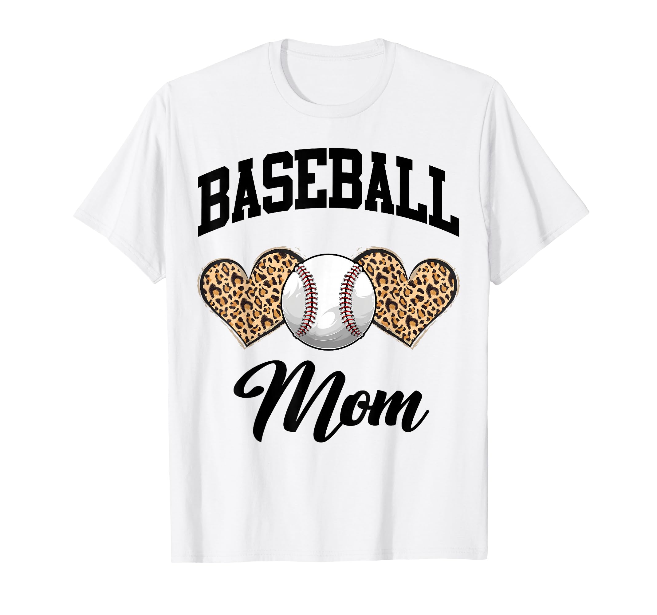 Baseball Leopard Heart Baseball Mom T-Shirt - Trendy Graphic for Adults - T-Shirt, Sweatshirt, Hoodie