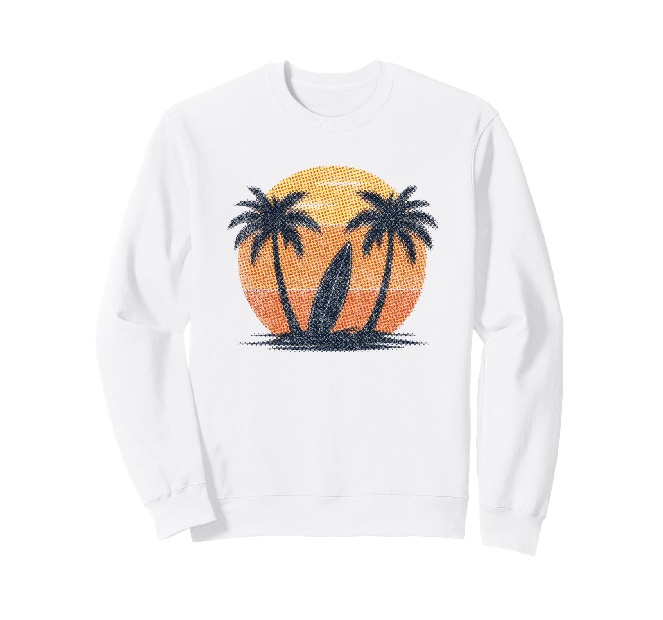 Surfboard Palm Trees 80S Sunset Sweatshirt - Novelty Apparel Men Women - T-Shirt, Sweatshirt, Hoodie