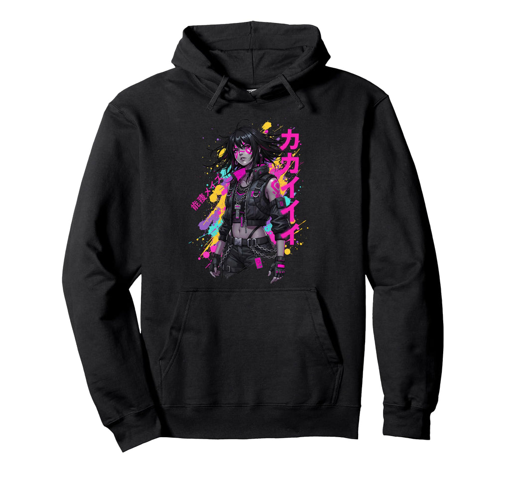 Anime Manga Cyberpunk Japanese Hoodie - Minimalist Print for Adults - T-Shirt, Sweatshirt, Hoodie