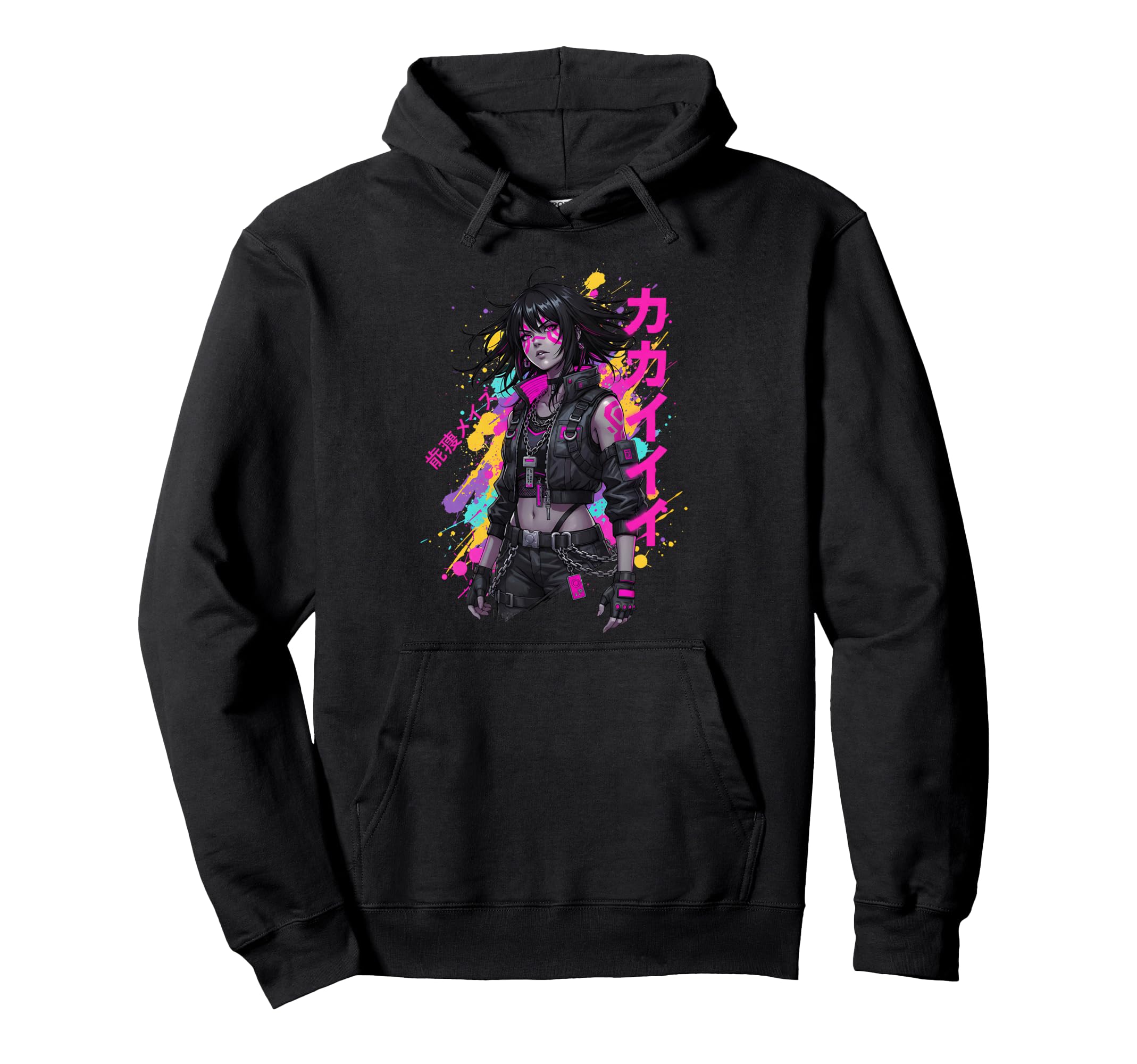 Anime Manga Cyberpunk Japanese Hoodie - Minimalist Print for Adults - T-Shirt, Sweatshirt, Hoodie