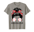 Baseball Mom Messy Bun Proud Mama T-Shirt - Novelty Apparel Unisex - T-Shirt, Sweatshirt, Hoodie