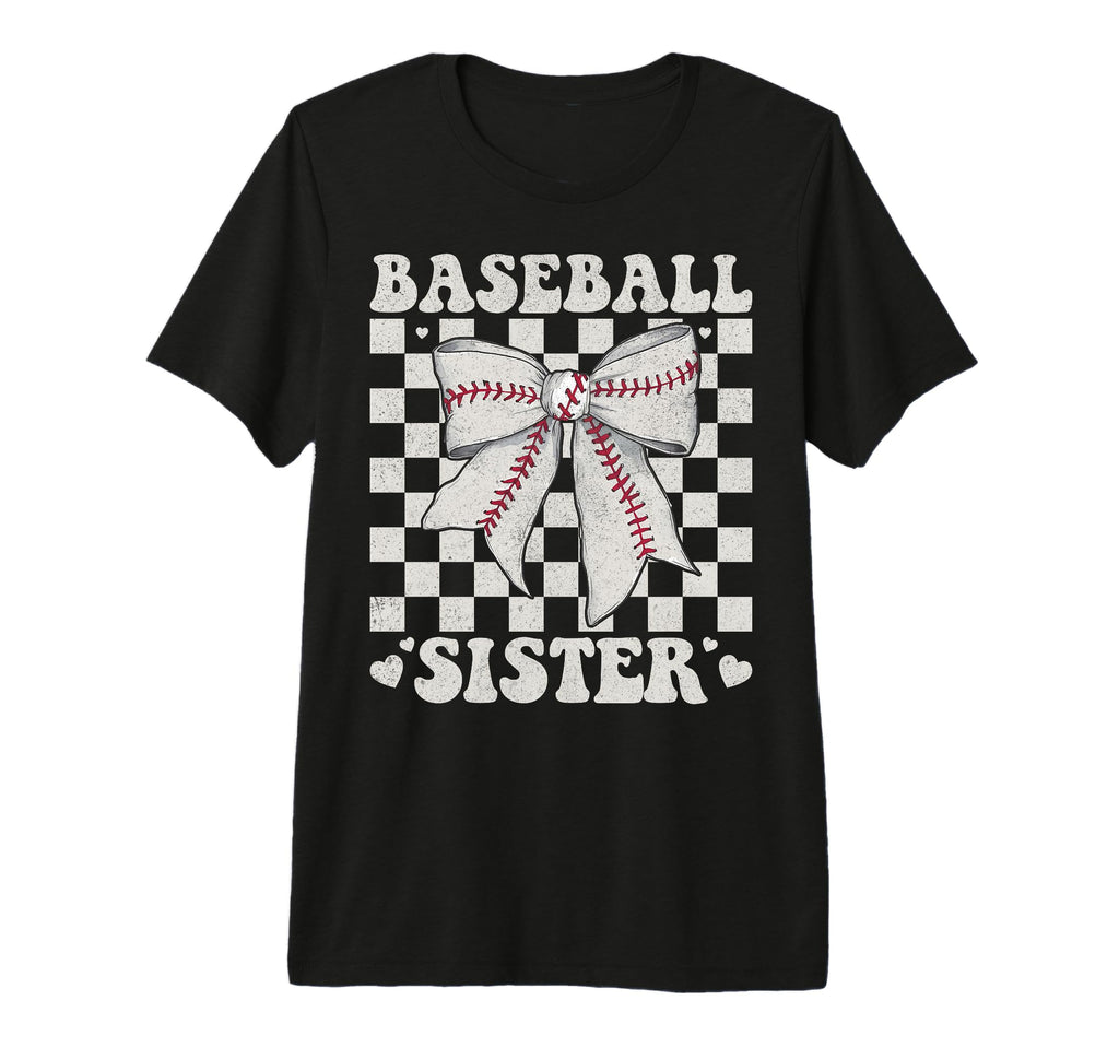 Baseball Sister Bow Laces Gift Sis Sweatshirt - Minimalist Print Men Women - T-Shirt, Sweatshirt, Hoodie