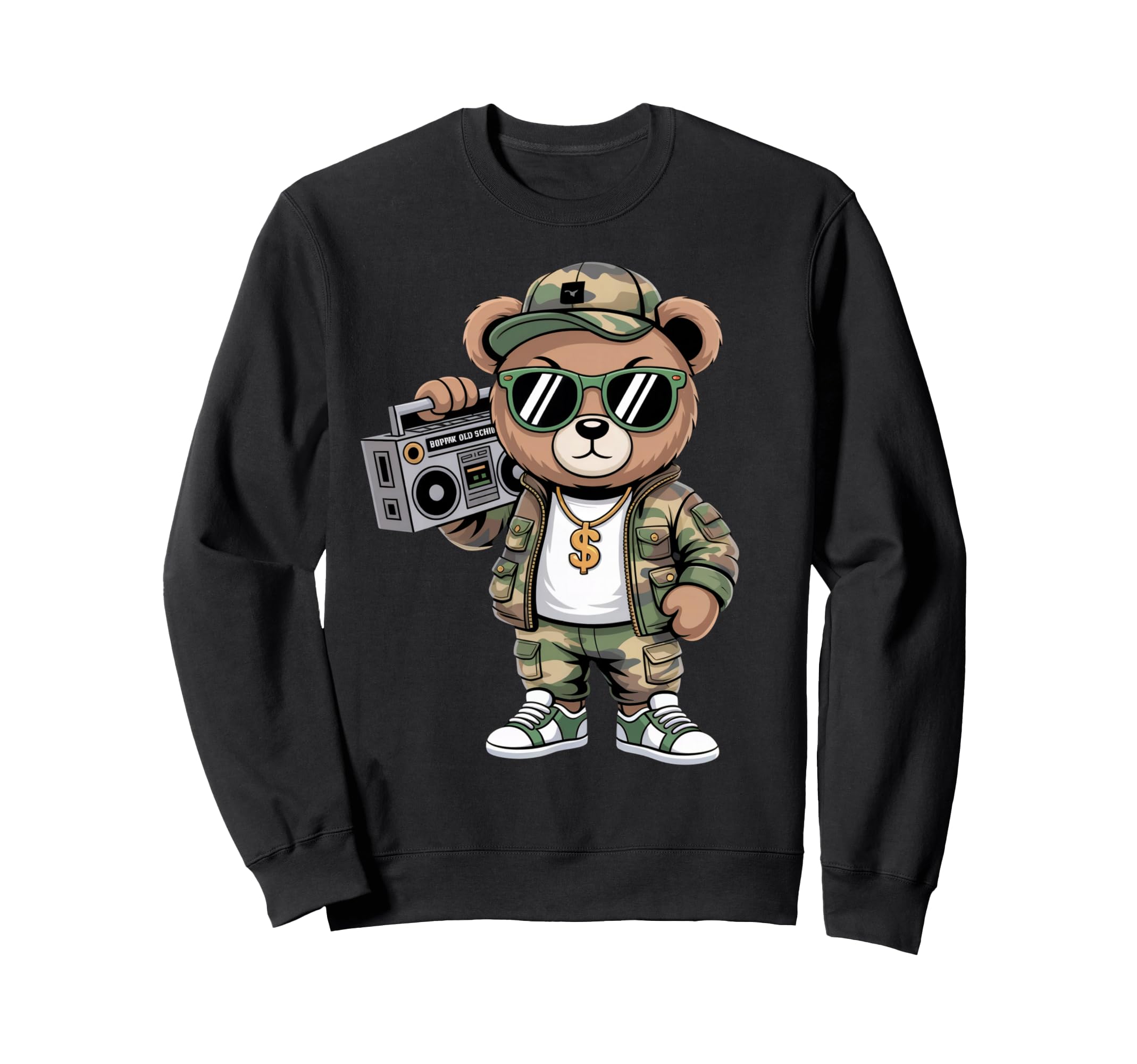 Camouflage Rapper Teddy Bear Camo Sweatshirt - Aesthetic Graphic Unisex - T-Shirt, Sweatshirt, Hoodie