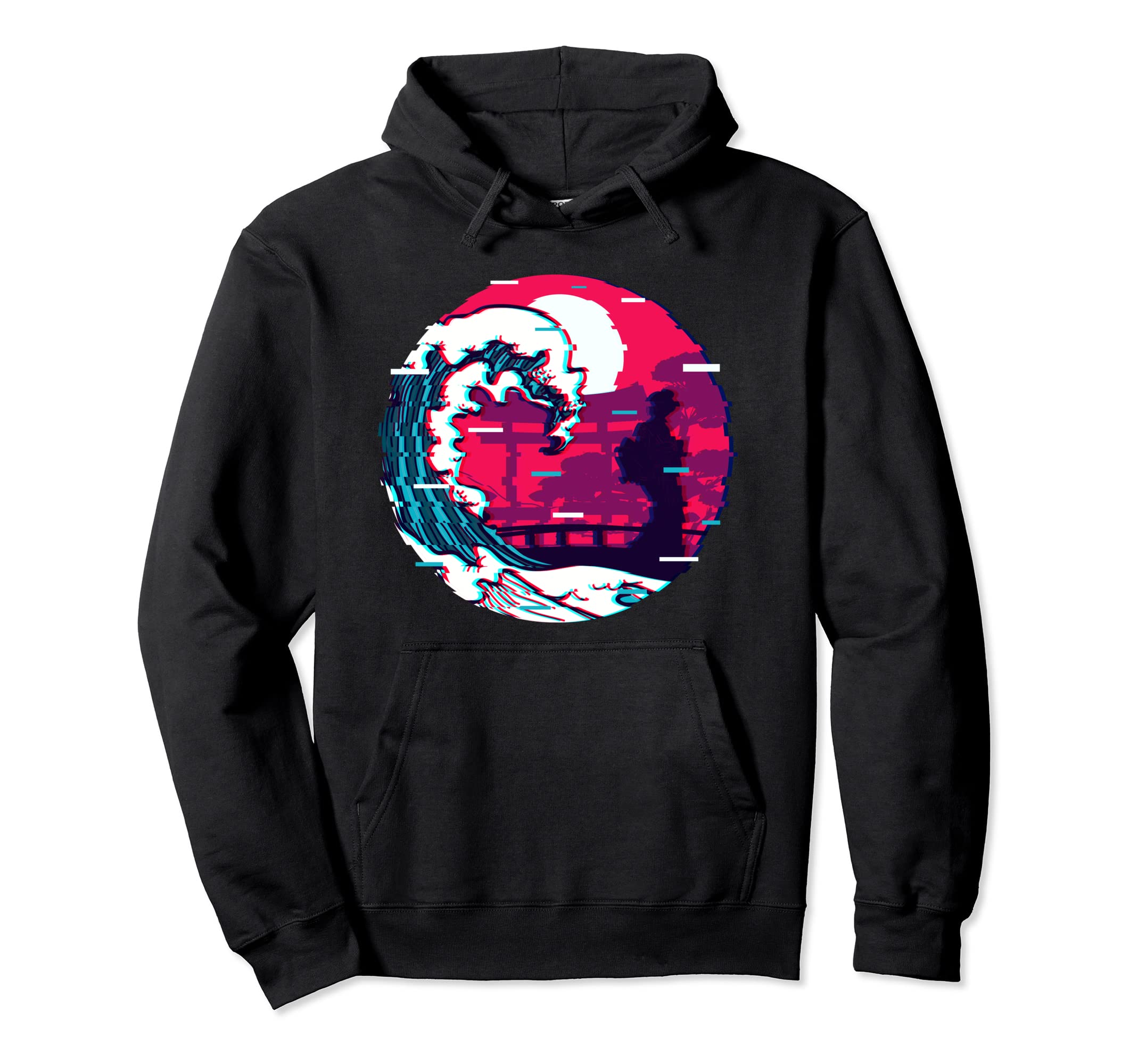 Kawaii Geisha Kanagawa Wave Vaporwave Hoodie - Minimalist Print Unisex - T-Shirt, Sweatshirt, Hoodie