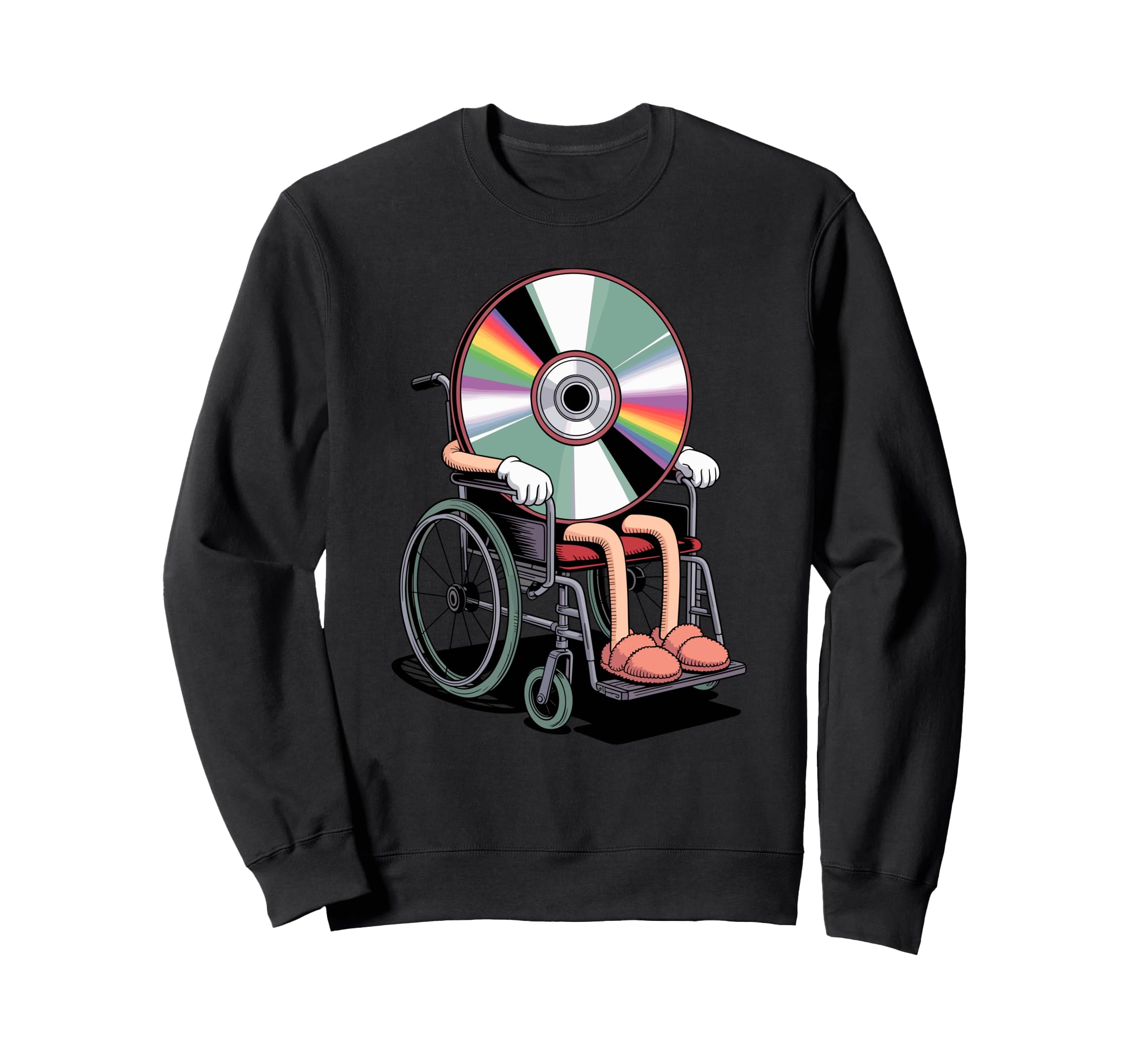 Wheelchair Compact Disc Old School Sweatshirt - Unique Graphic for Adults - T-Shirt, Sweatshirt, Hoodie
