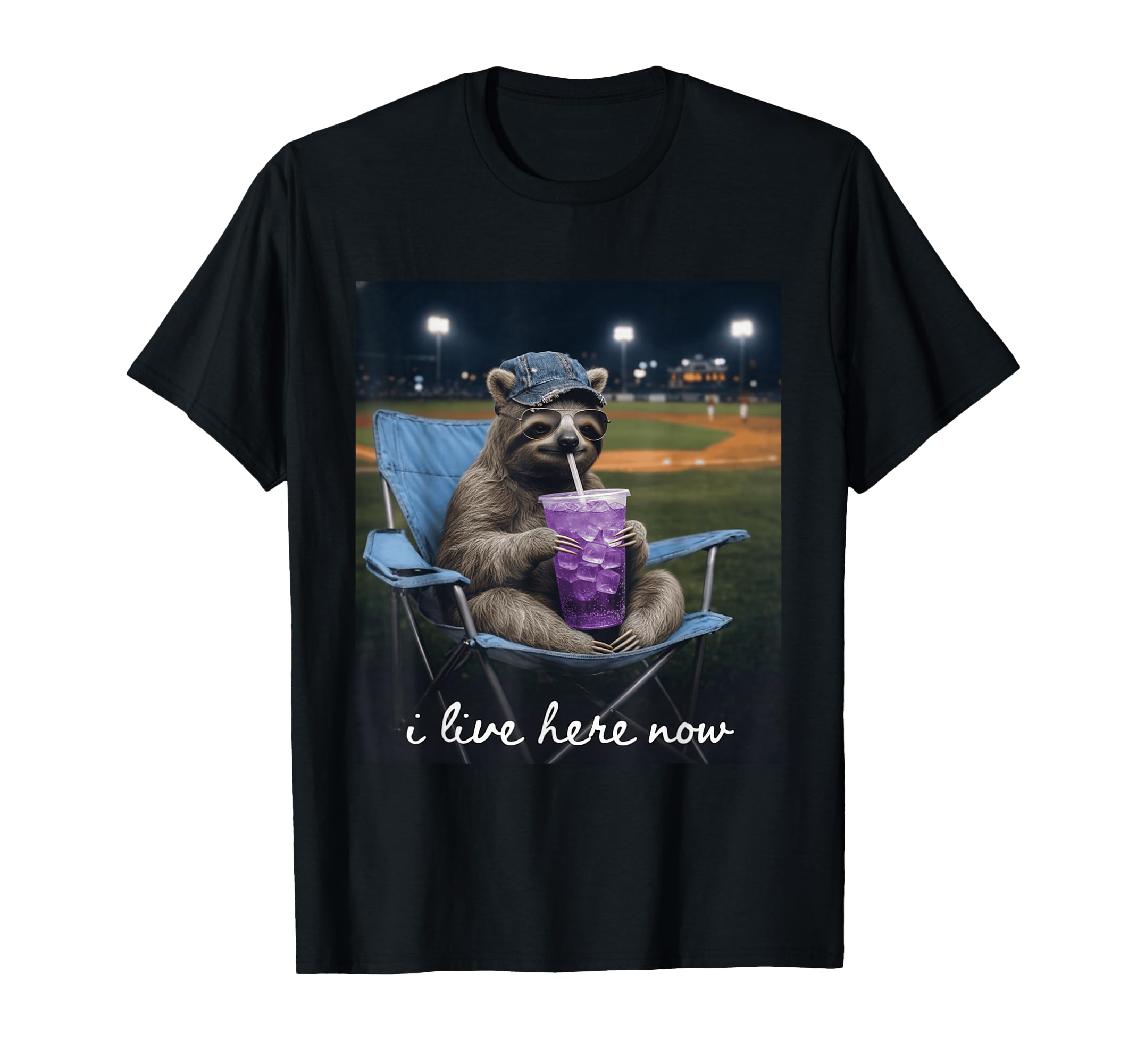 Sloth Baseball Mom I Live Here Now T-Shirt - Streetwear Style for Adults - T-Shirt, Sweatshirt, Hoodie