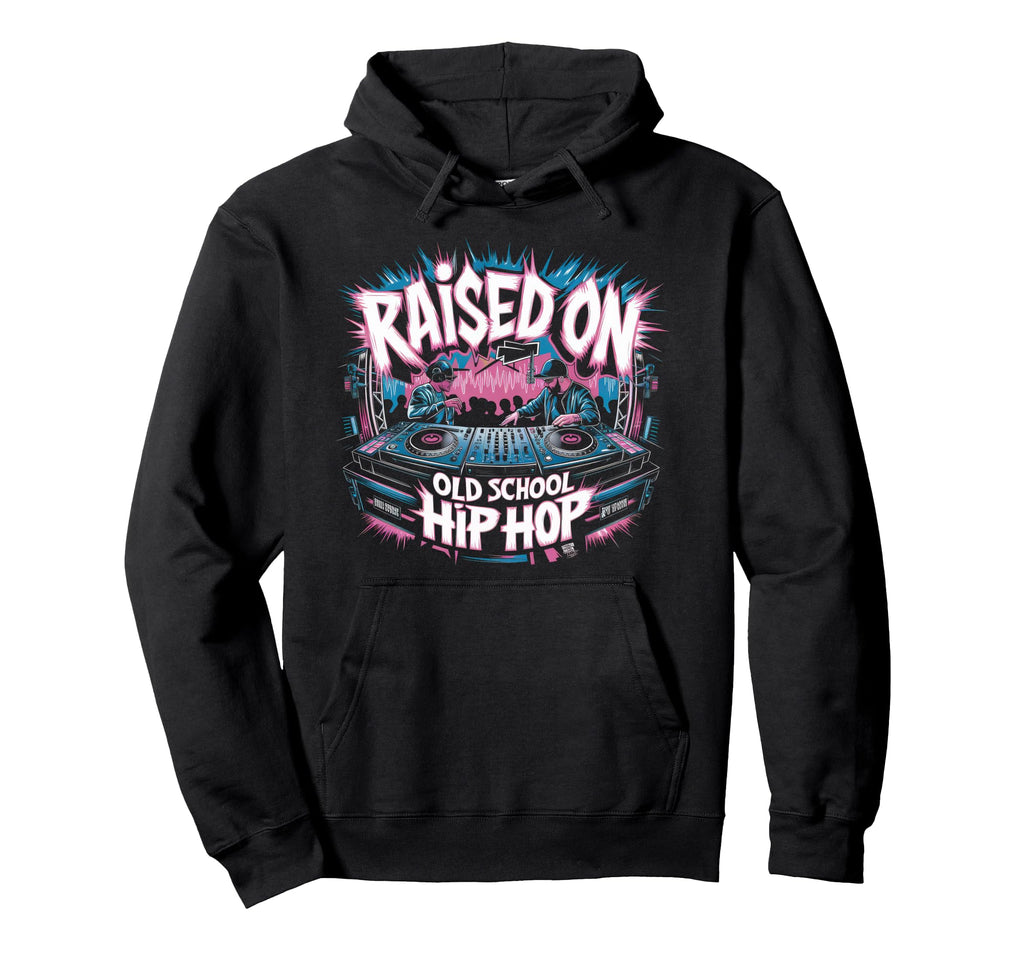 Raised Old School Graffiti Rap Hip Hop Hoodie - Graphic Print Unisex - T-Shirt, Sweatshirt, Hoodie
