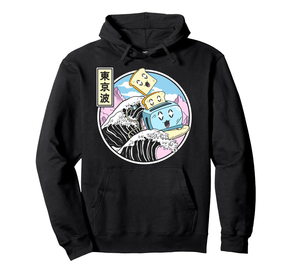 Toaster Surfing Kanagawa Wave Kawaii Hoodie - Streetwear Style Unisex - T-Shirt, Sweatshirt, Hoodie