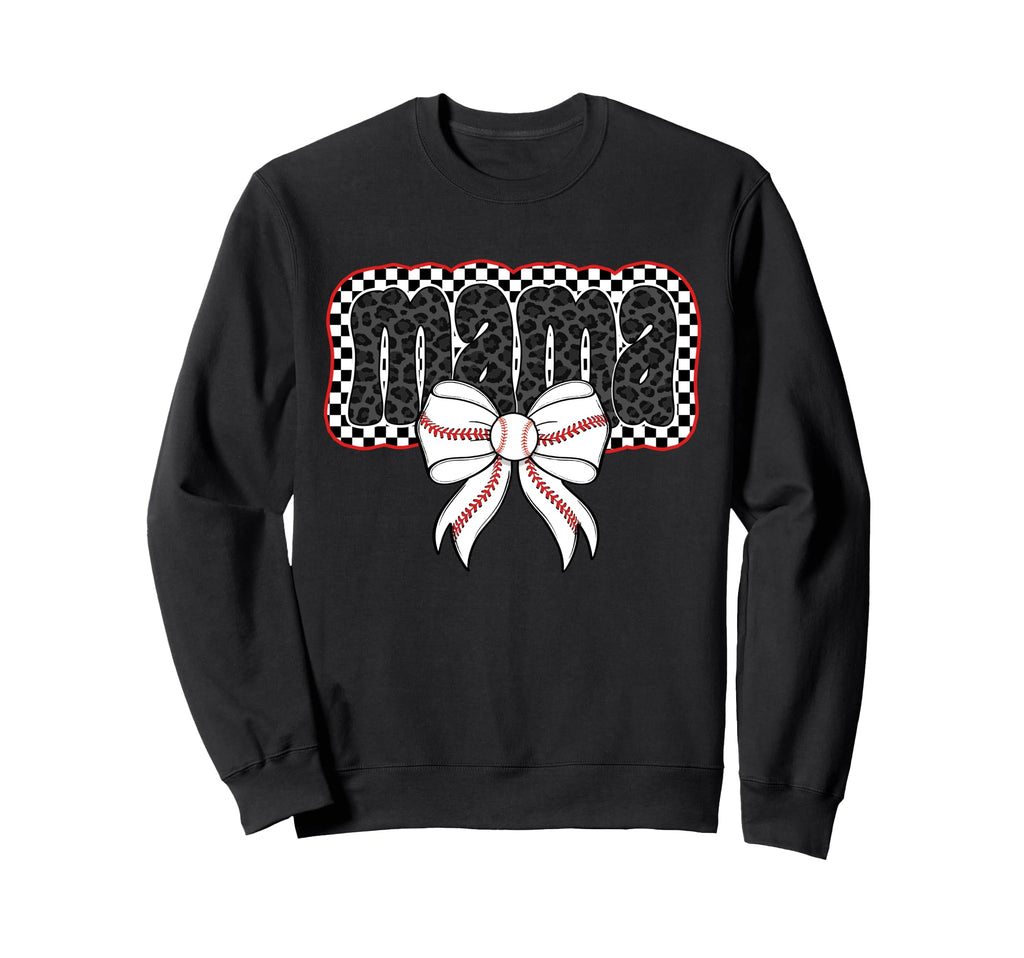 Mama Coquette Bow Baseball Cheer Sweatshirt - Casual Everyday Wear Unisex - T-Shirt, Sweatshirt, Hoodie