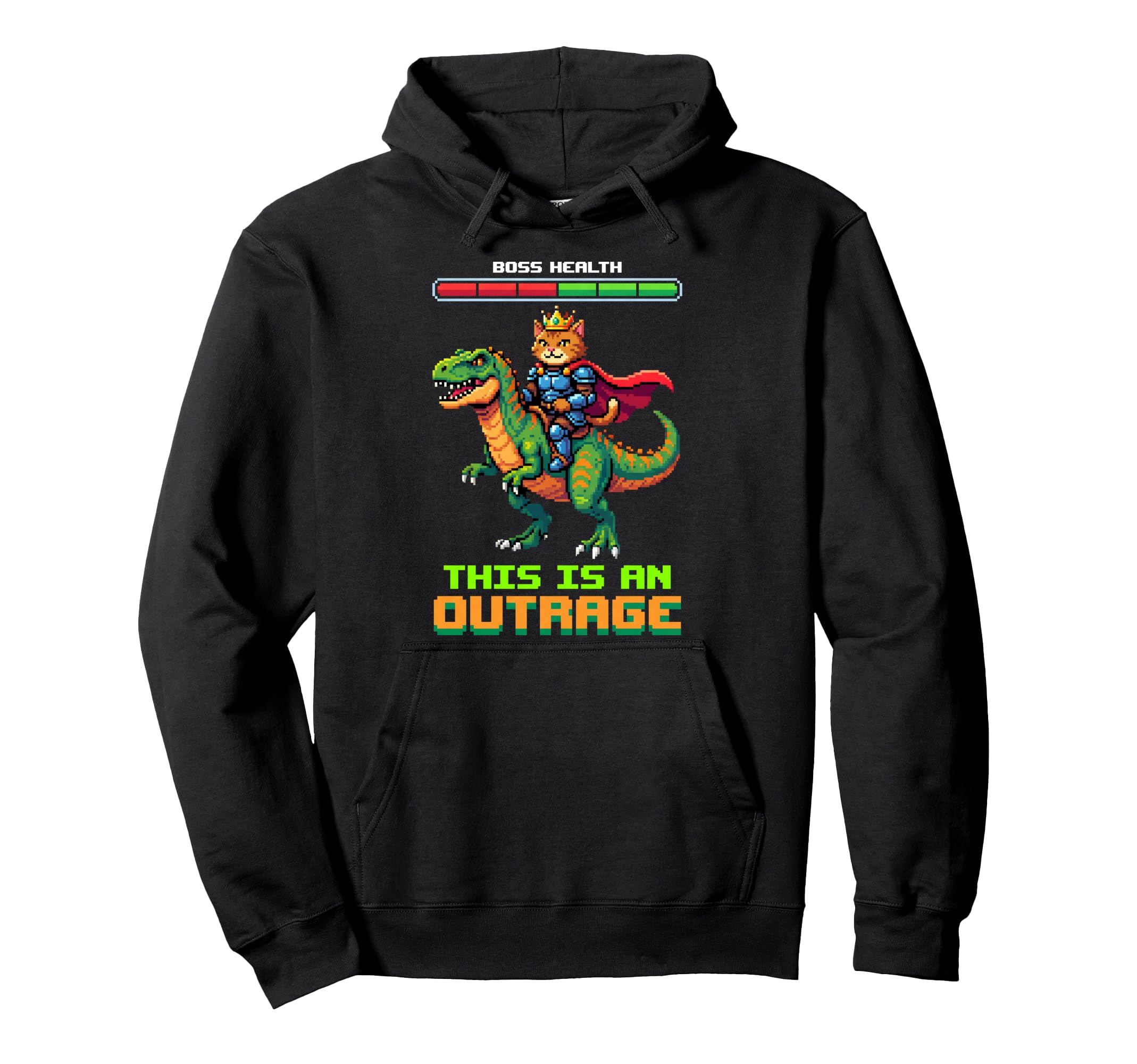 Gamer This Is Outrage Pixel Art Boss Hoodie - Graphic Print for Adults - T-Shirt, Sweatshirt, Hoodie