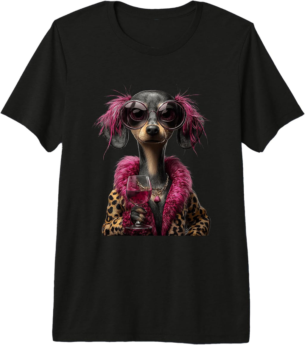 Whimsical Glam Canine Character Graphics Pink - Adult & Kids T-Shirts, Sweatshirts & Hoodies apparel design preview 1
