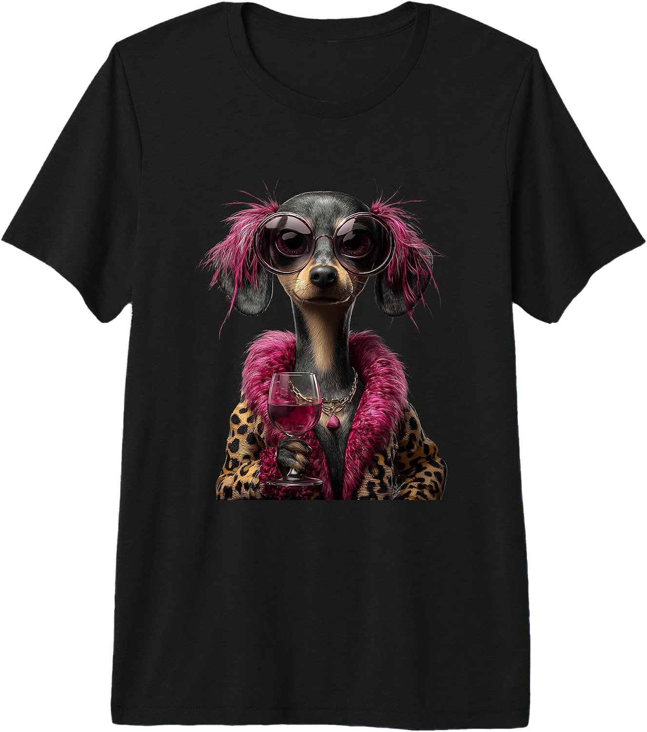 Whimsical Glam Canine Character Graphics Pink - Adult & Kids T-Shirts, Sweatshirts & Hoodies apparel design preview 1
