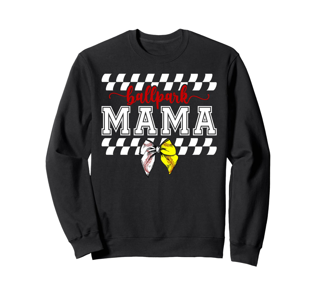 Ballpark Mama Coquette Softball Sweatshirt - Graphic Print Men Women - T-Shirt, Sweatshirt, Hoodie