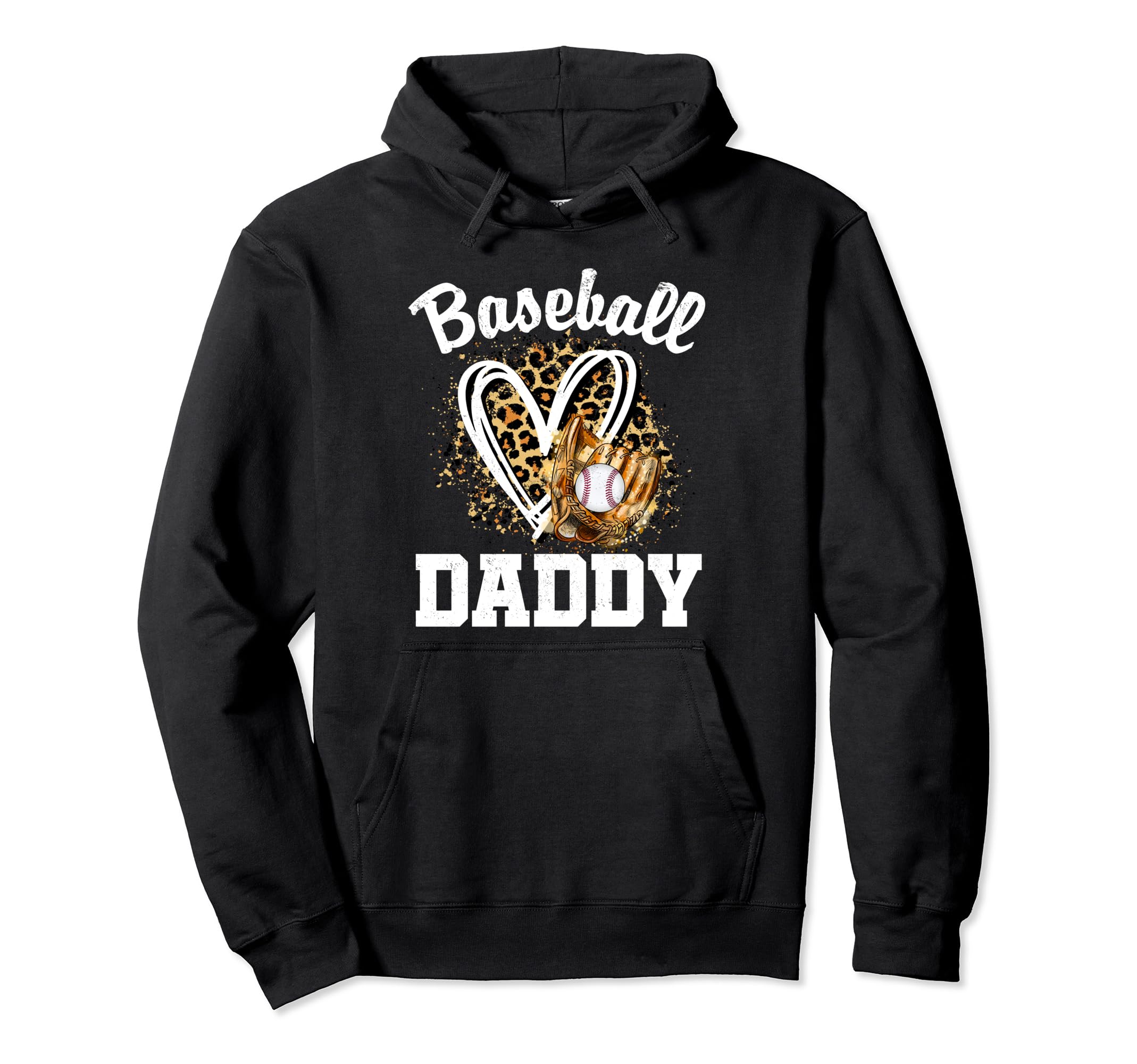 Baseball Daddy Leopard Heart Matching Hoodie - Minimalist Print Men Women - T-Shirt, Sweatshirt, Hoodie