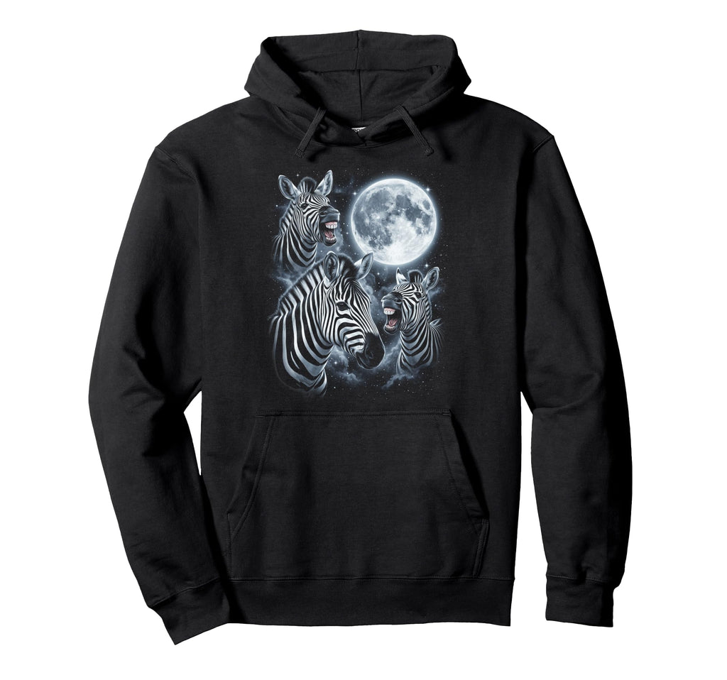 Three Zebra Howling Moon Wolf Parody Hoodie - Streetwear Style Men Women - T-Shirt, Sweatshirt, Hoodie