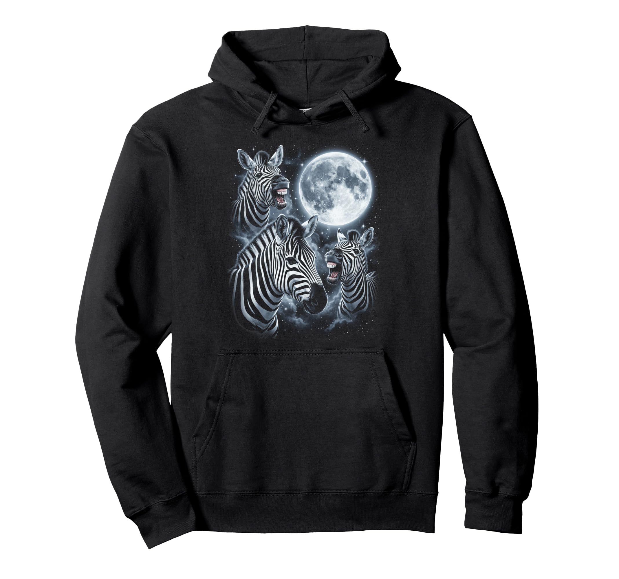 Three Zebra Howling Moon Wolf Parody Hoodie - Streetwear Style Men Women - T-Shirt, Sweatshirt, Hoodie