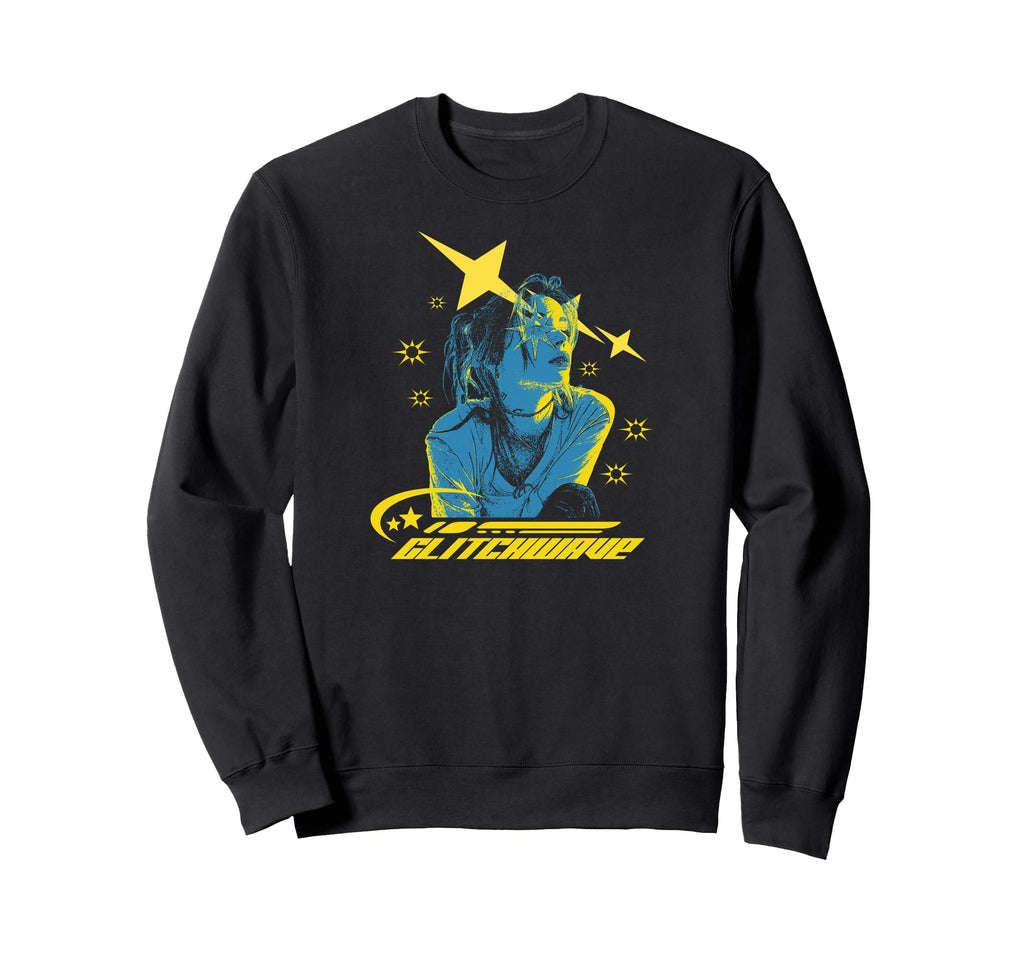 Y2K Glitchwave Bold Urban Sweatshirt - Minimalist Print for Adults - T-Shirt, Sweatshirt, Hoodie