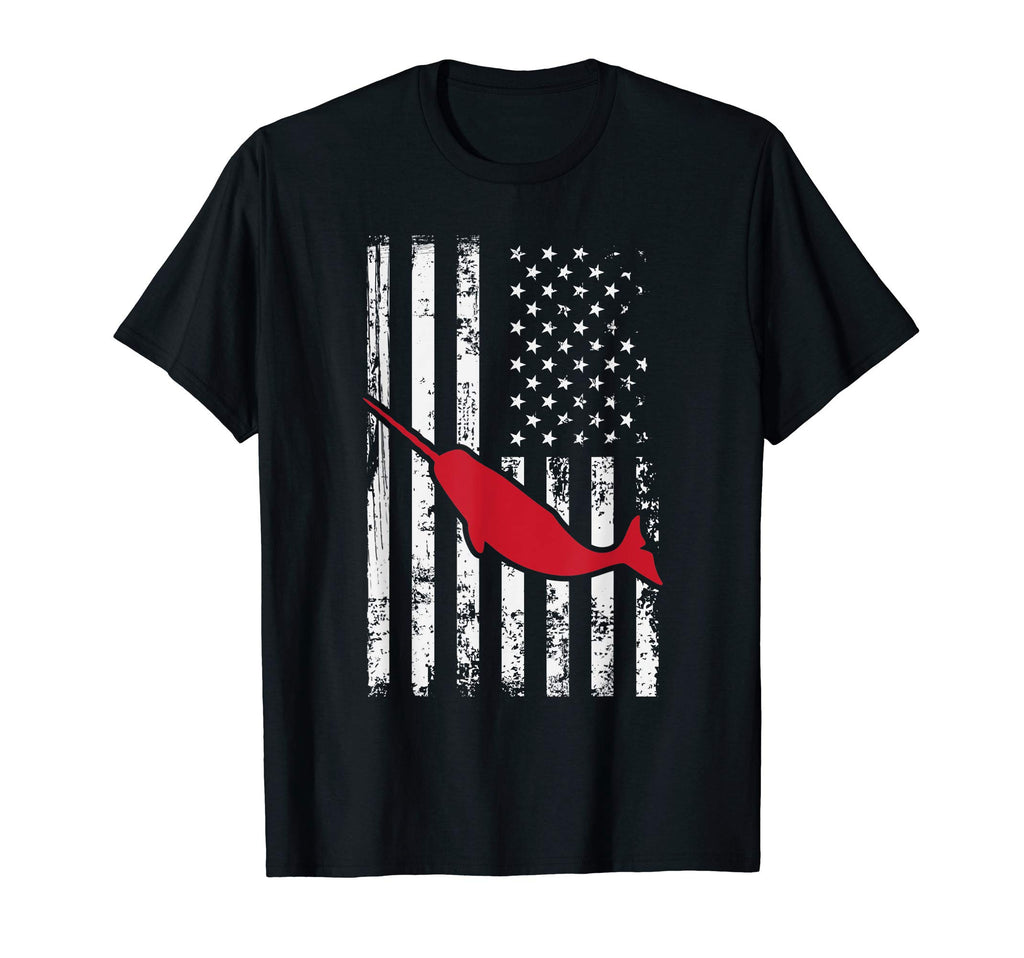 Narwhal Usa America Flag Distressed T-Shirt - Streetwear Style Unisex - T-Shirt, Sweatshirt, Hoodie